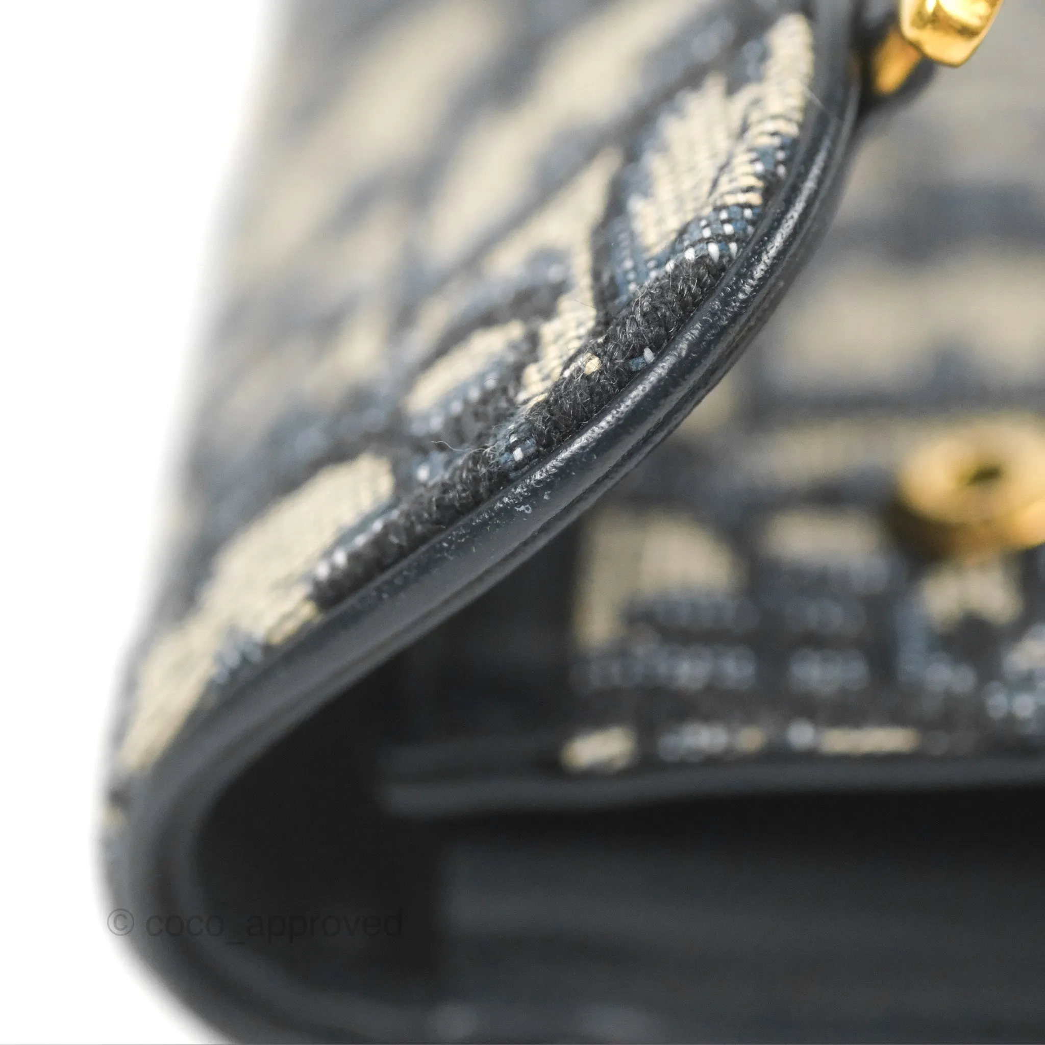 Christian Dior Saddle Flap Card Holder Blue Dior Oblique Jacquard