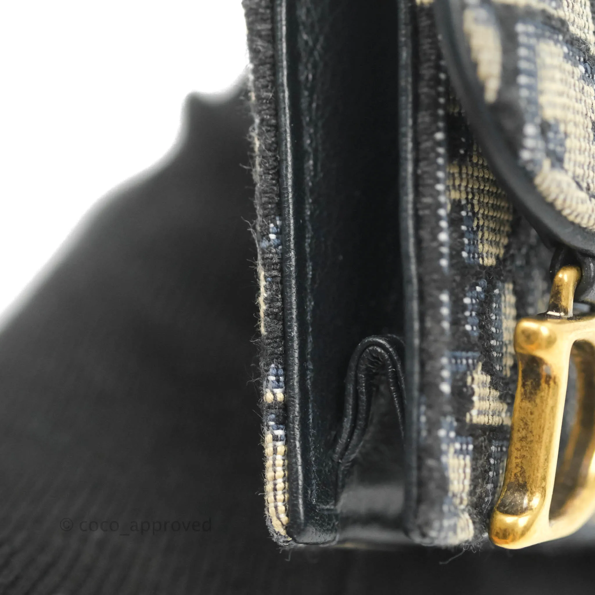 Christian Dior Saddle Flap Card Holder Blue Dior Oblique Jacquard