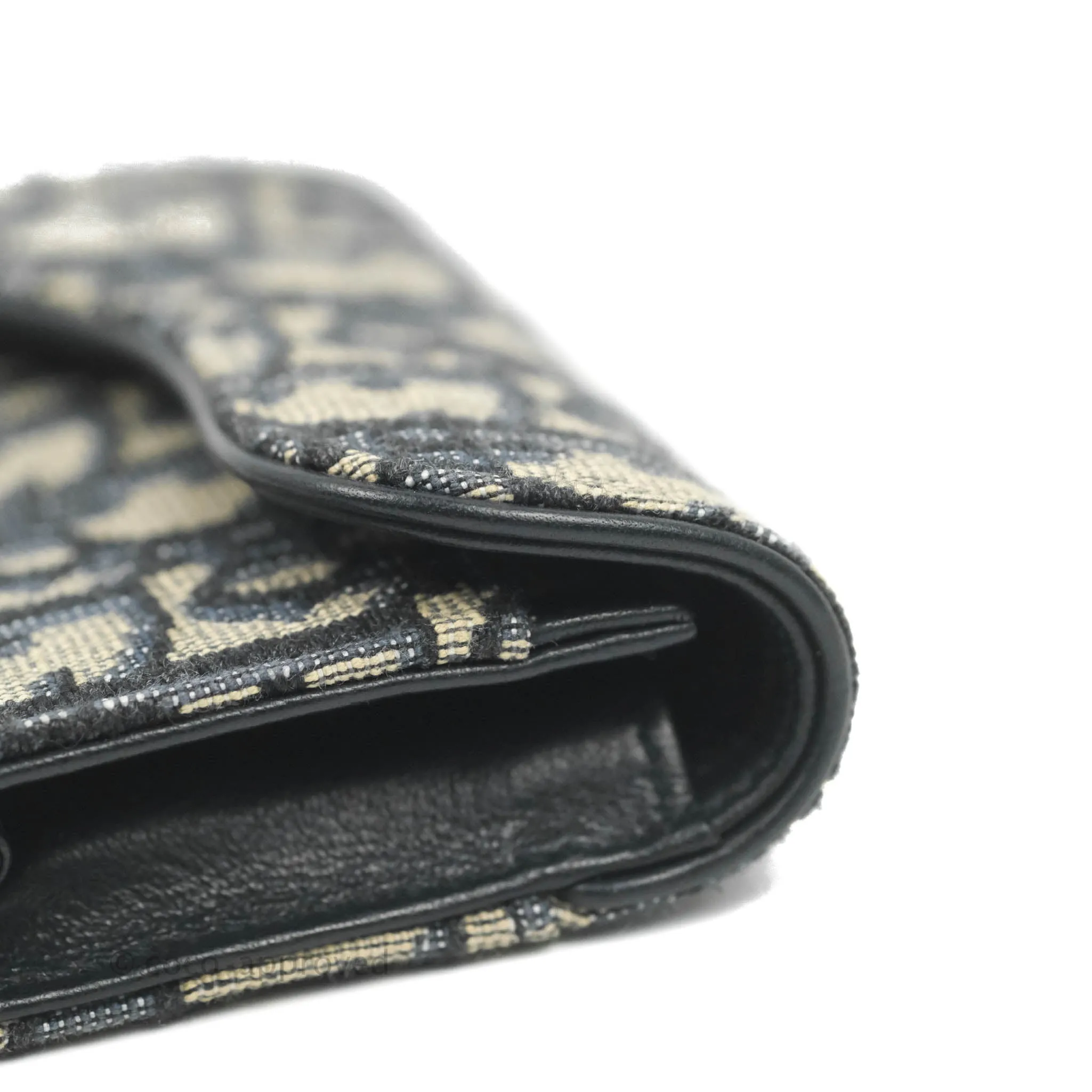 Christian Dior Saddle Flap Card Holder Blue Dior Oblique Jacquard