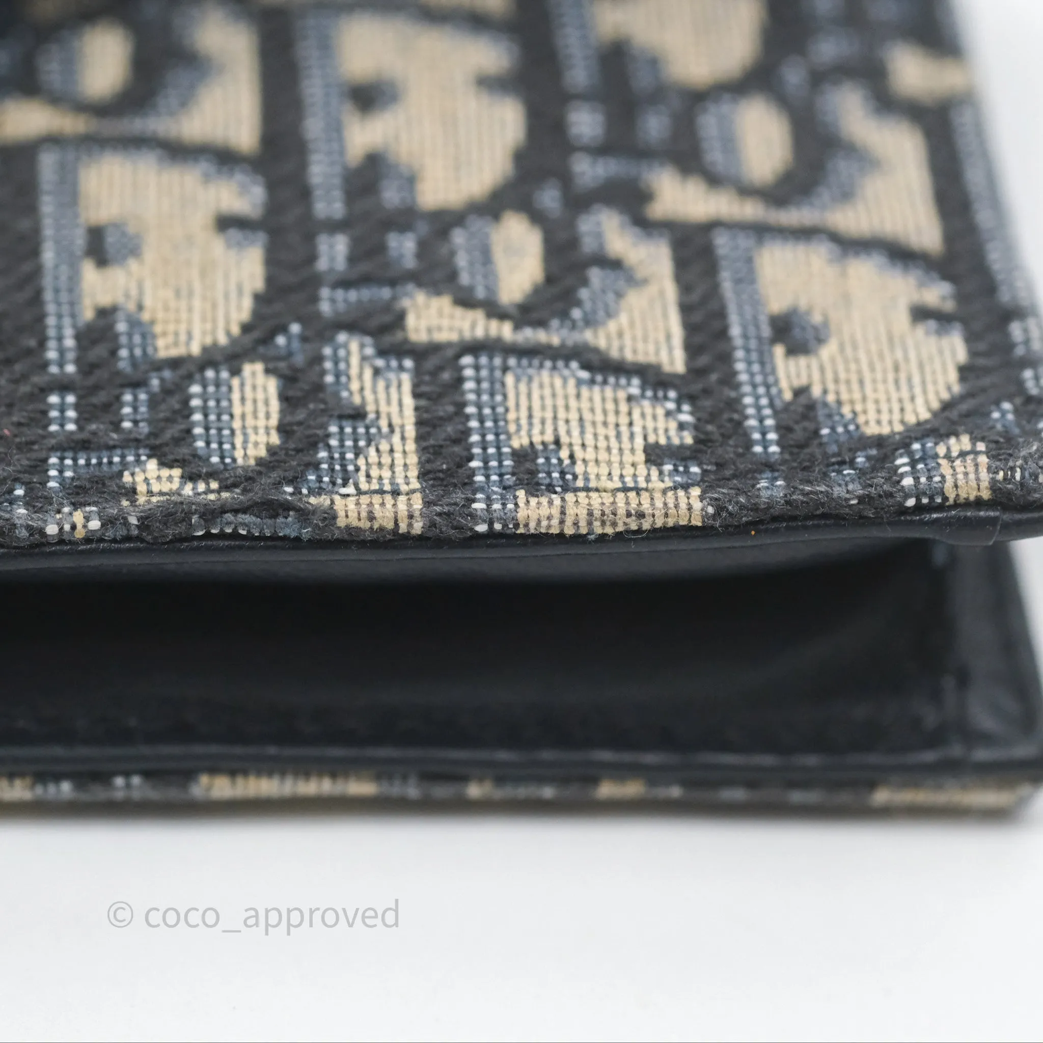 Christian Dior Saddle Flap Card Holder Blue Dior Oblique Jacquard