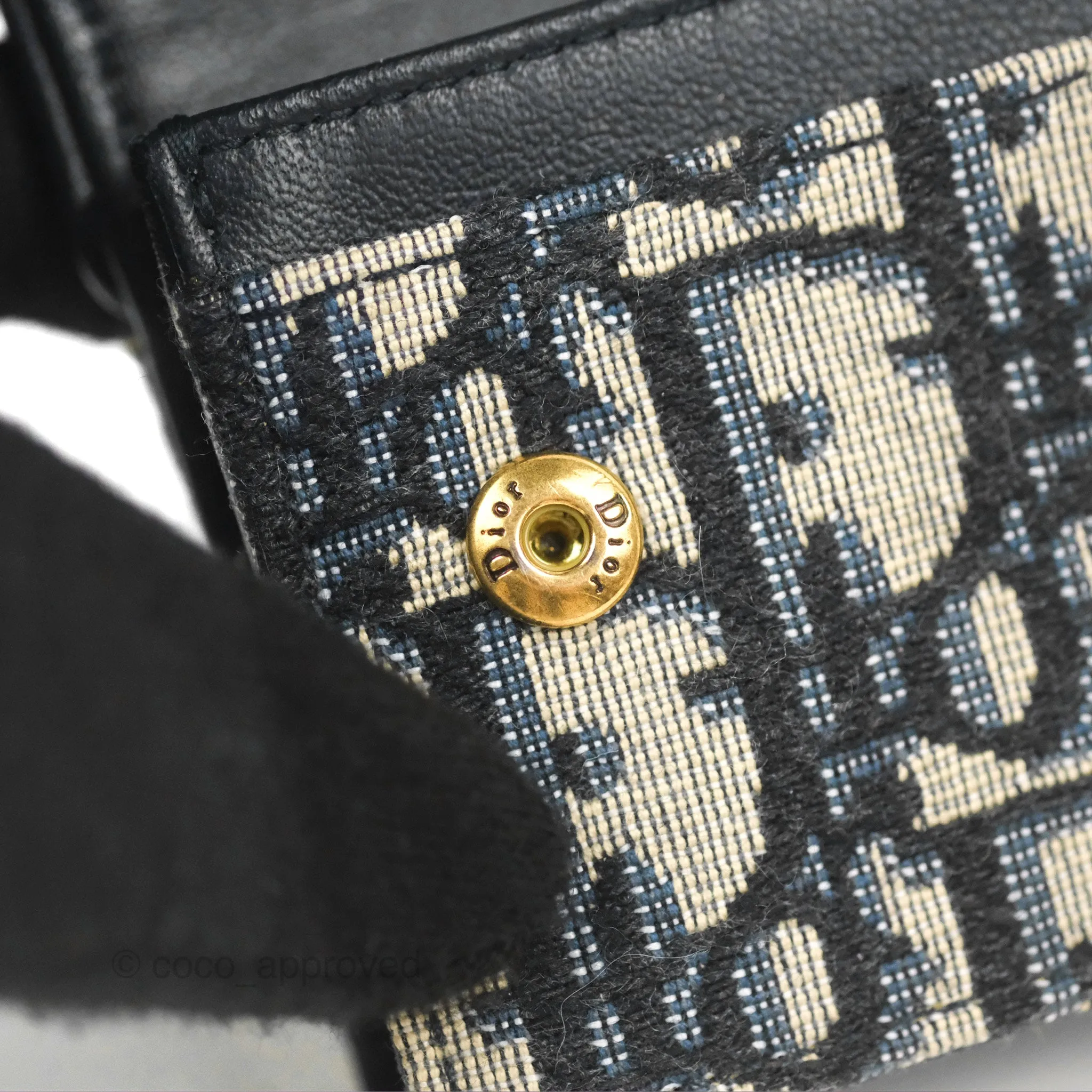 Christian Dior Saddle Flap Card Holder Blue Dior Oblique Jacquard