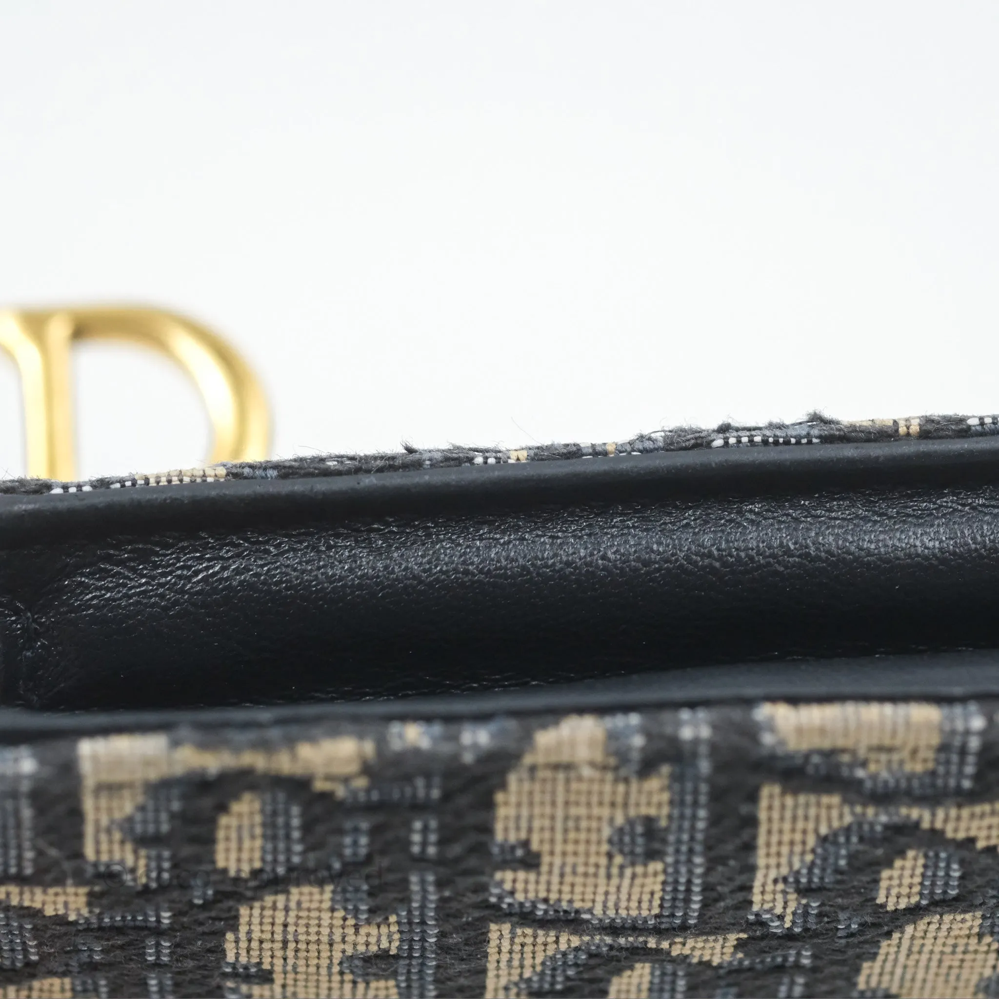 Christian Dior Saddle Flap Card Holder Blue Dior Oblique Jacquard