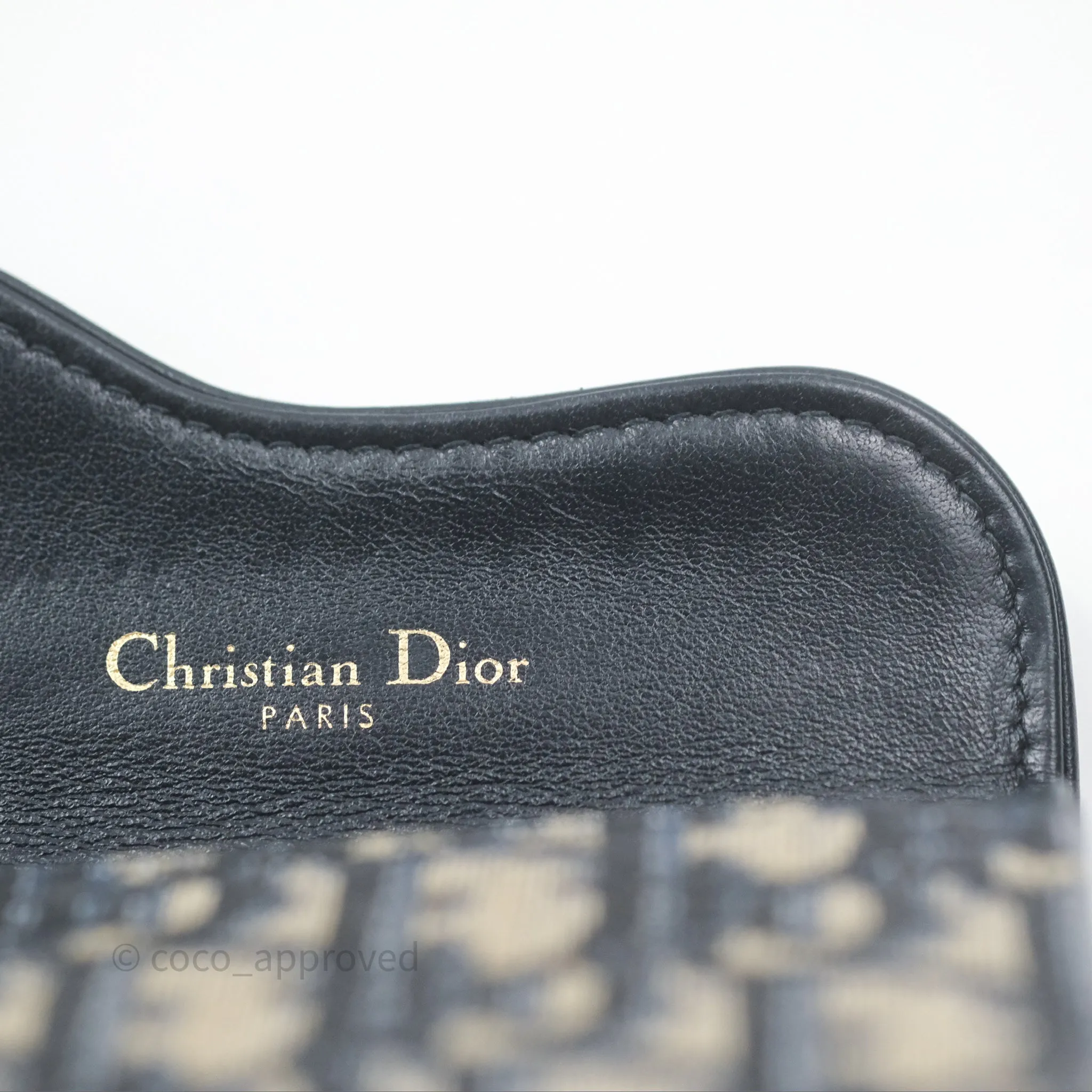 Christian Dior Saddle Flap Card Holder Blue Dior Oblique Jacquard