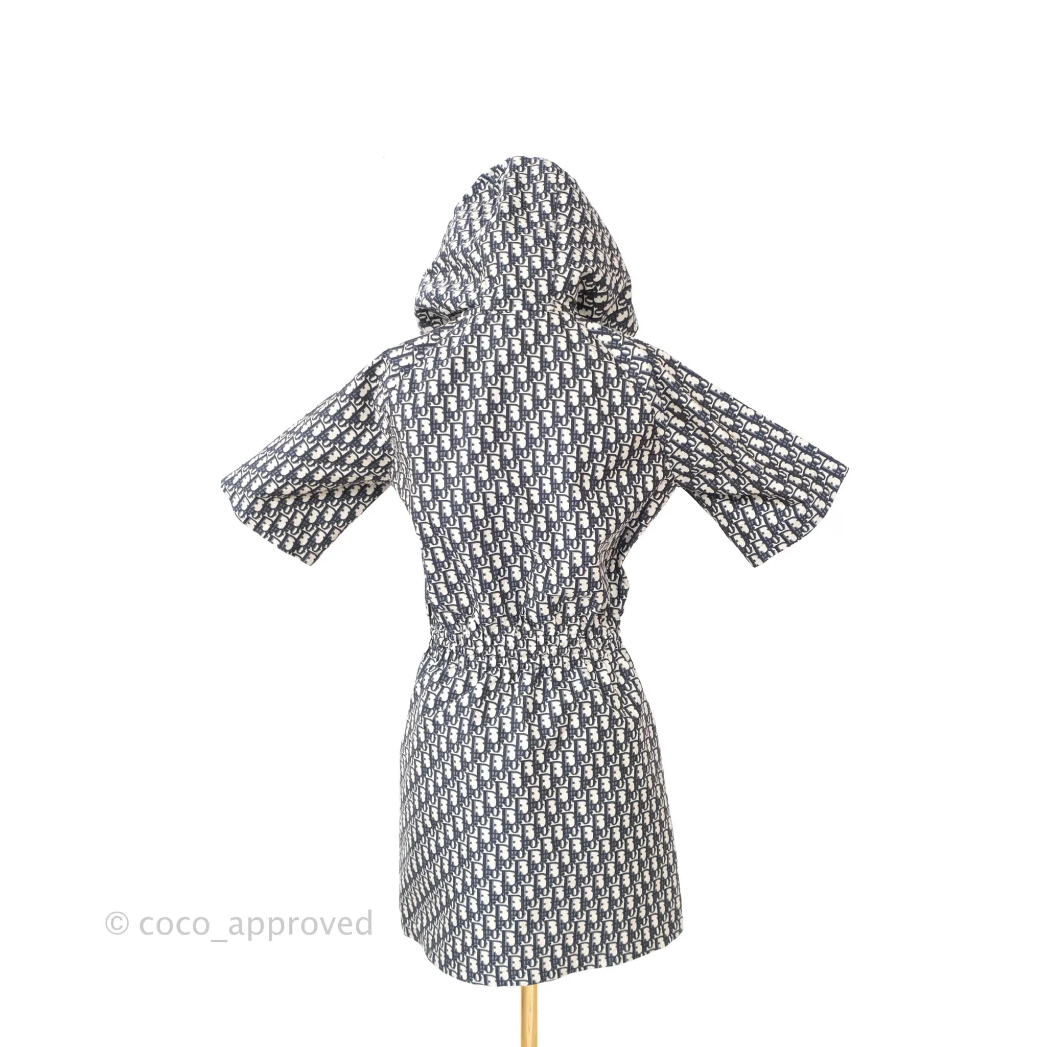 Christian Dior Short Hooded Dress Navy Dior Oblique Jacquard
