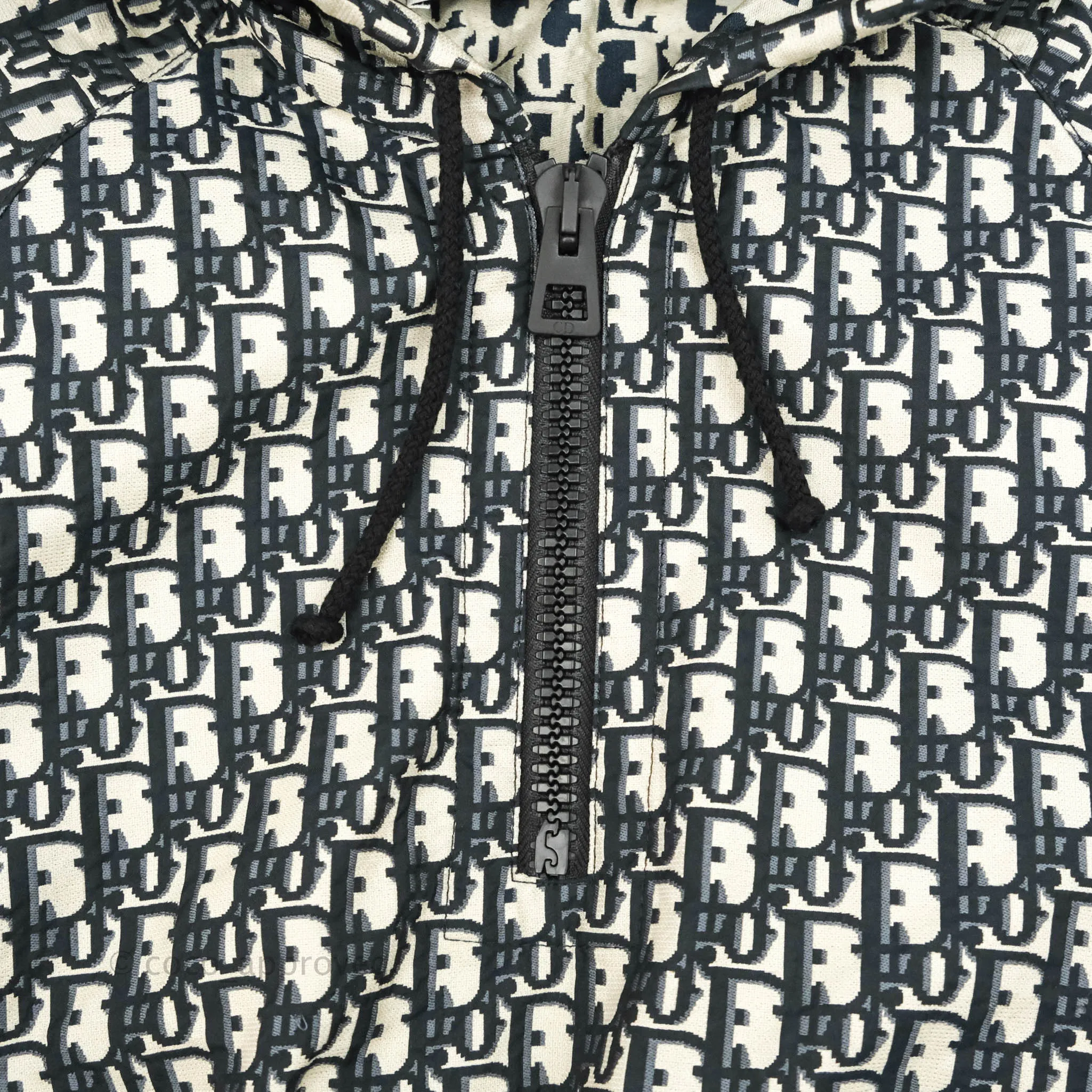 Christian Dior Short Hooded Dress Navy Dior Oblique Jacquard
