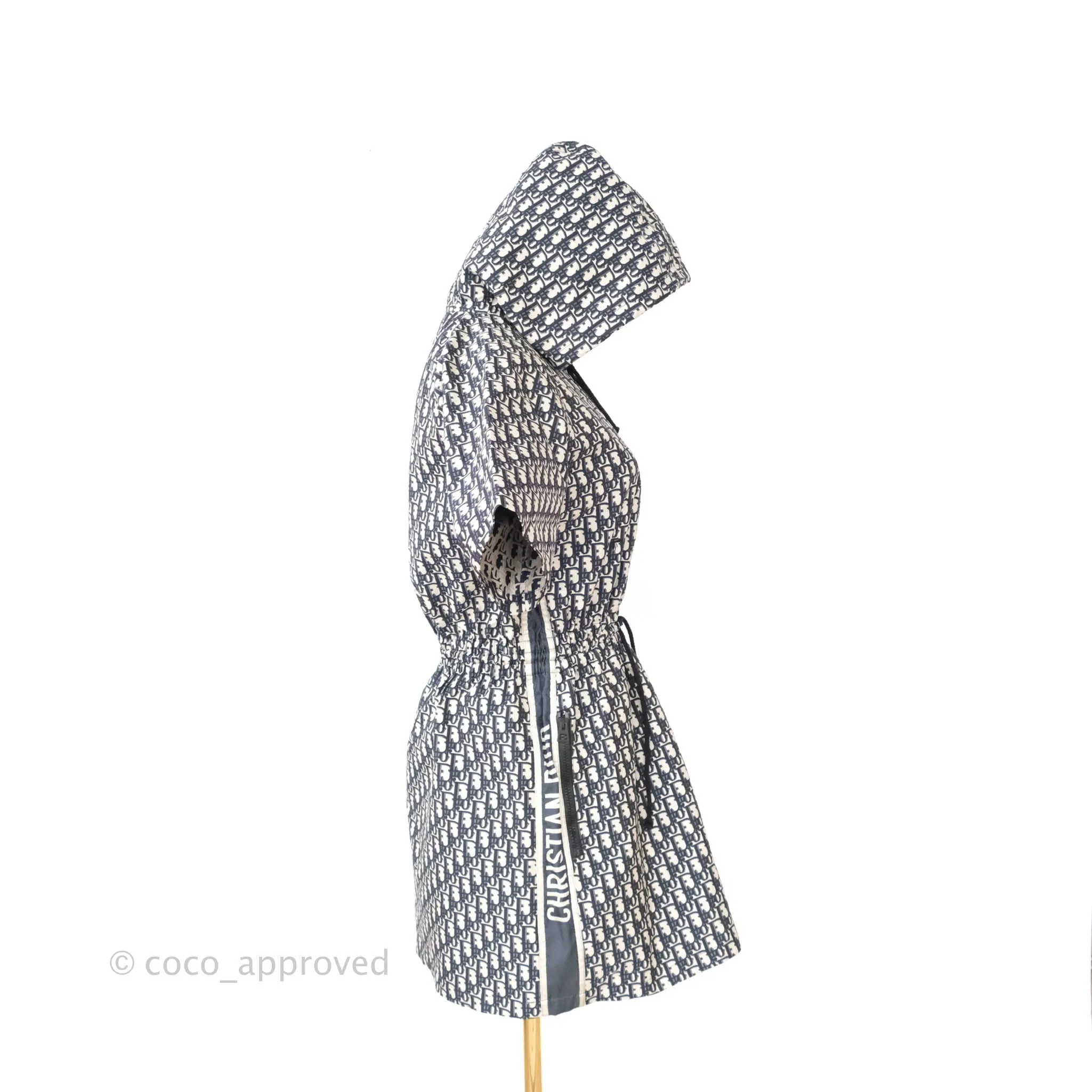 Christian Dior Short Hooded Dress Navy Dior Oblique Jacquard