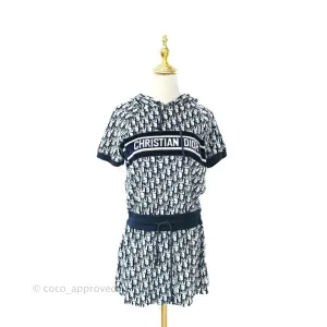 Christian Dior Short Hooded Dress Navy Dior Oblique Motif
