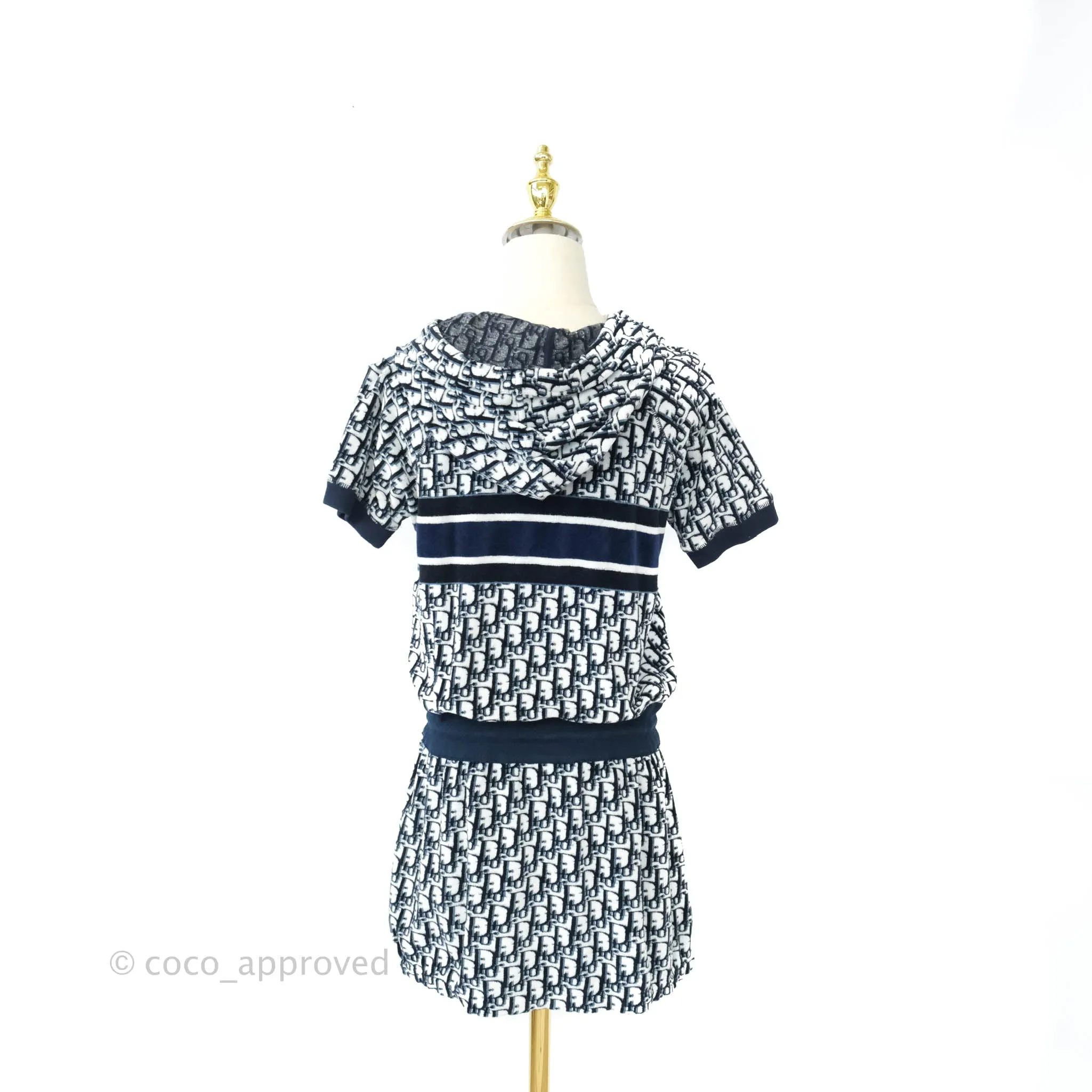 Christian Dior Short Hooded Dress Navy Dior Oblique Motif