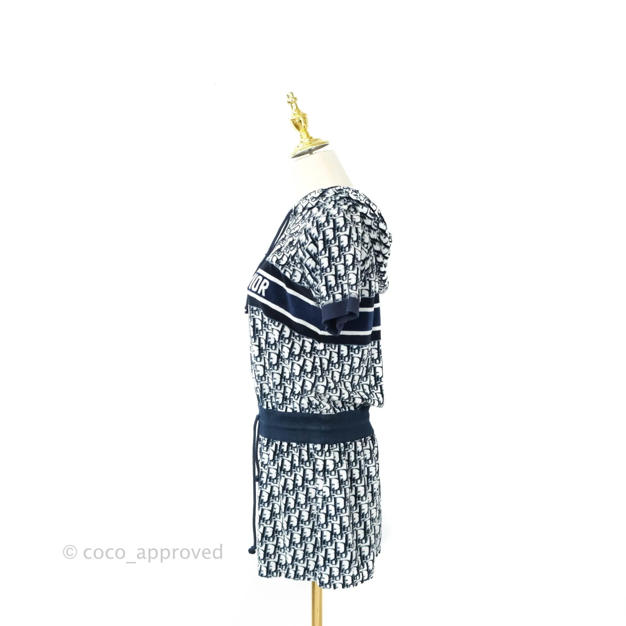 Christian Dior Short Hooded Dress Navy Dior Oblique Motif