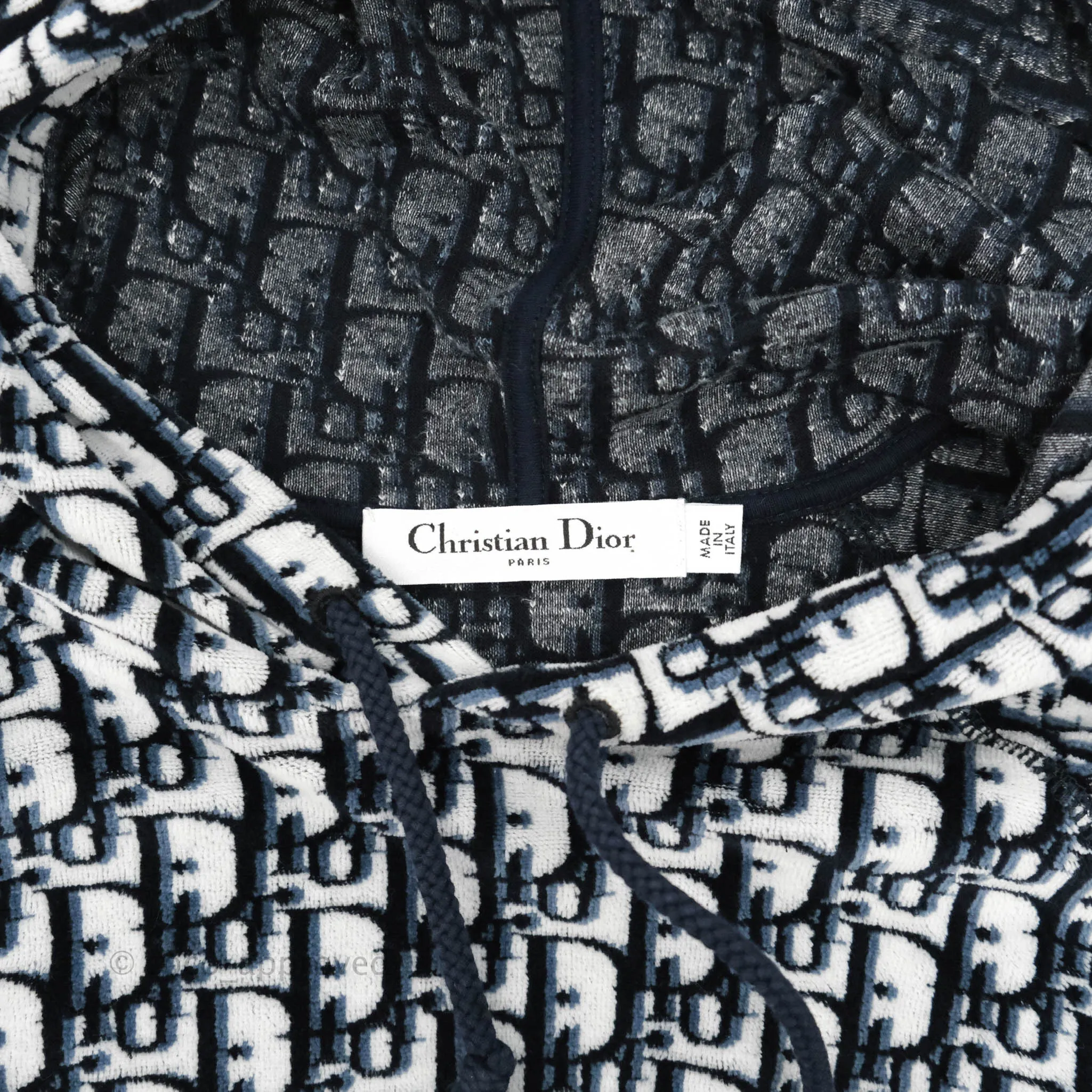 Christian Dior Short Hooded Dress Navy Dior Oblique Motif