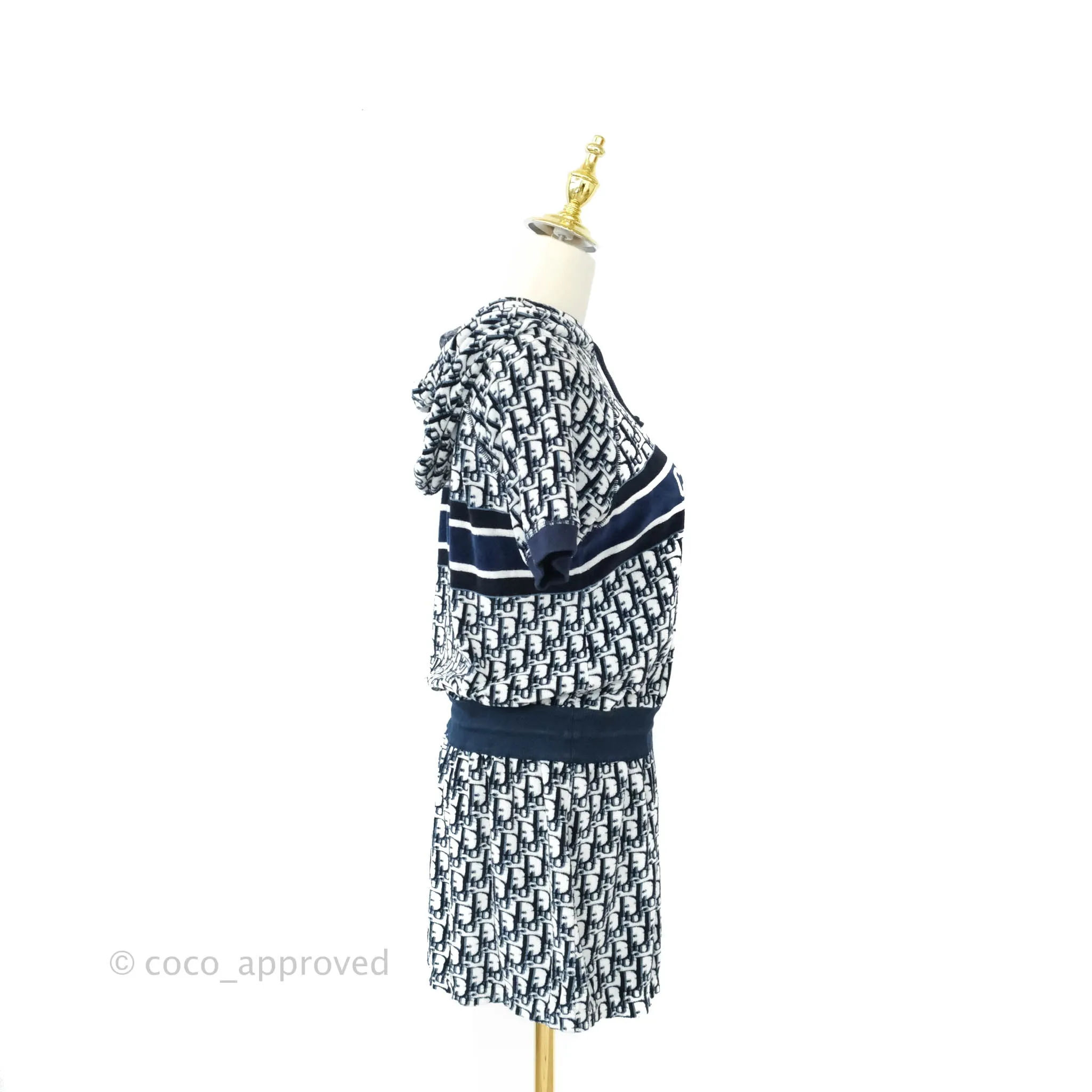 Christian Dior Short Hooded Dress Navy Dior Oblique Motif