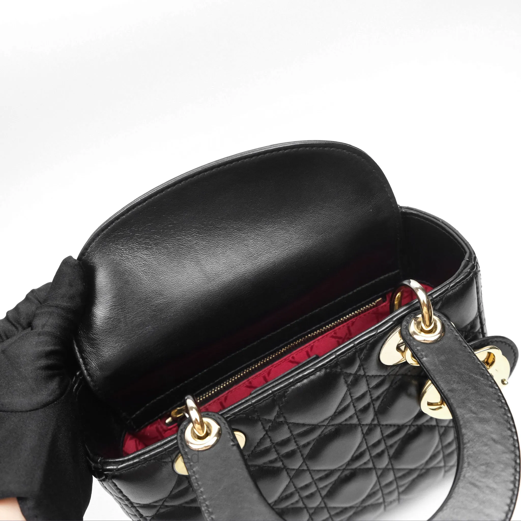 Christian Dior Small Lady Dior My ABCDior Black Cannage Lambskin