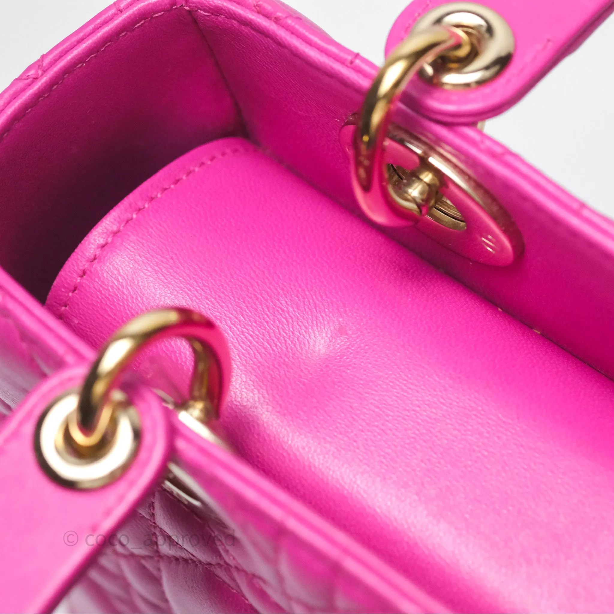 Christian Dior Small Lady Dior My ABCDior Magenta Cannage Lambskin