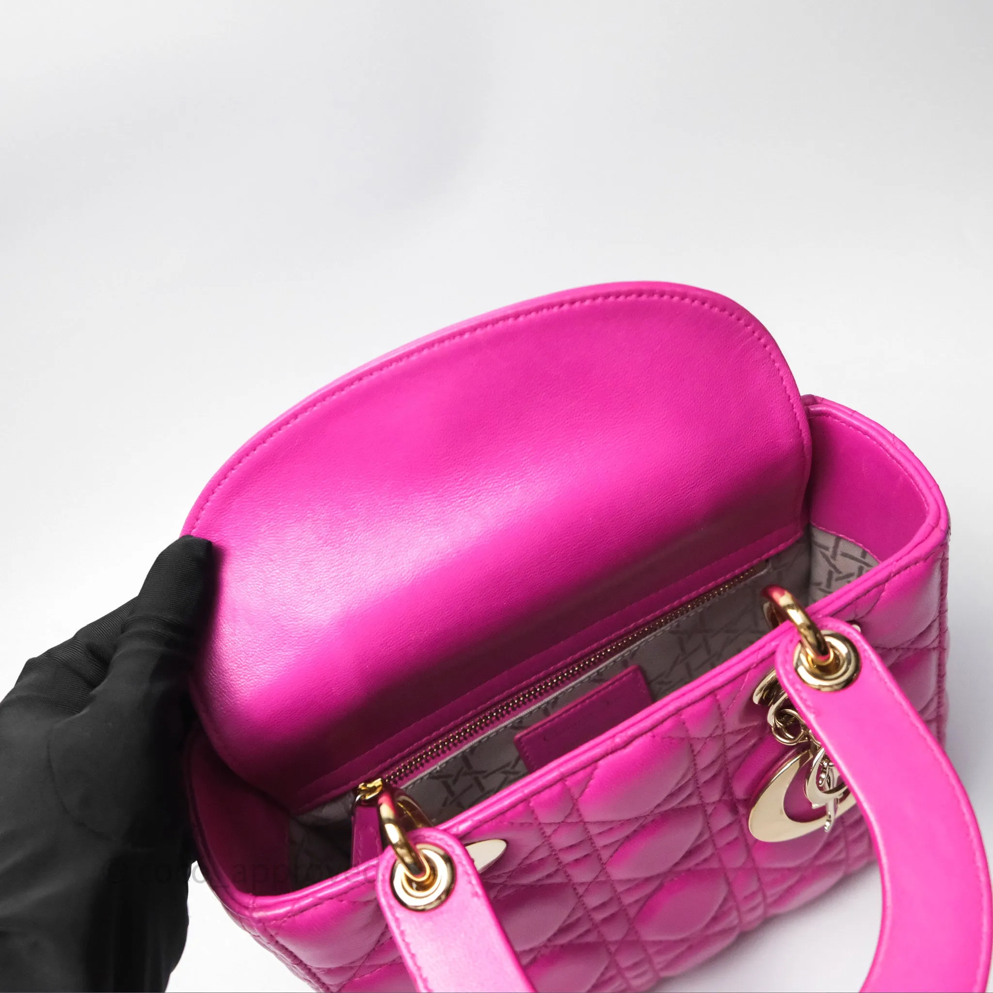 Christian Dior Small Lady Dior My ABCDior Magenta Cannage Lambskin