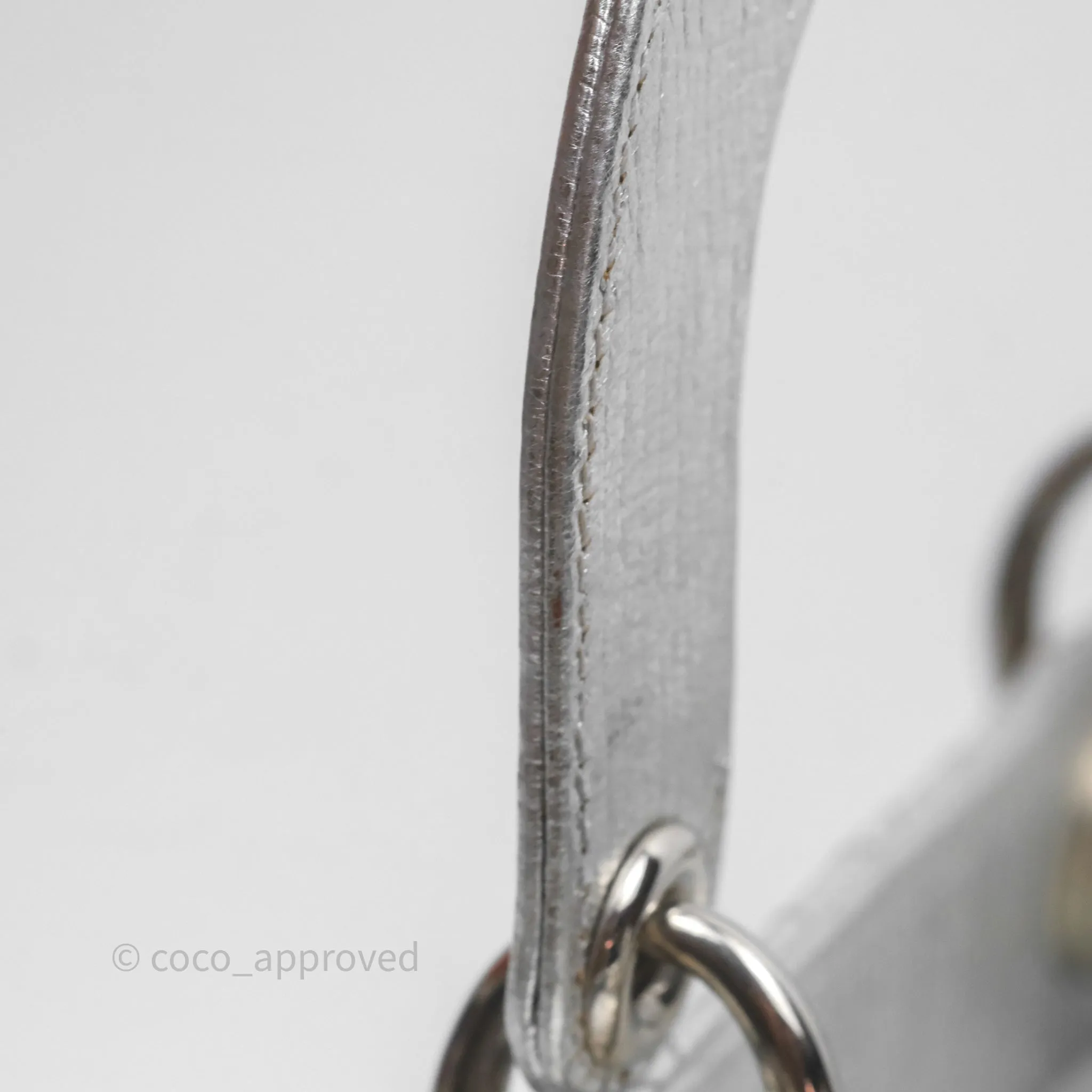 Christian Dior Small Lady Dior My ABCDior Silver Metallic Grained Calfskin Cannage