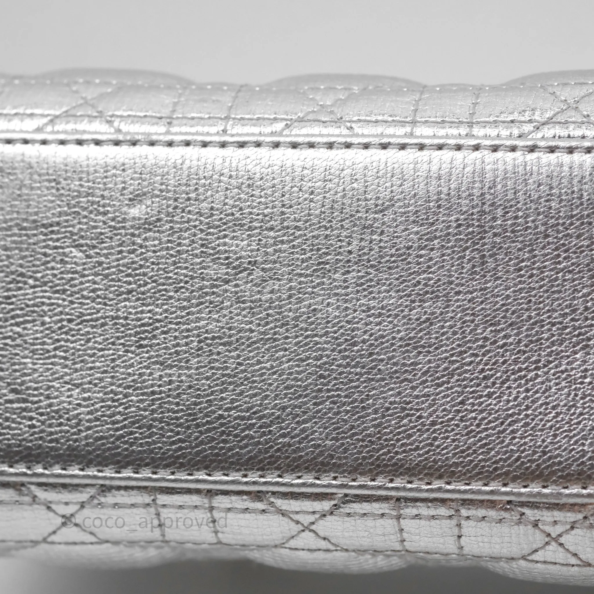 Christian Dior Small Lady Dior My ABCDior Silver Metallic Grained Calfskin Cannage