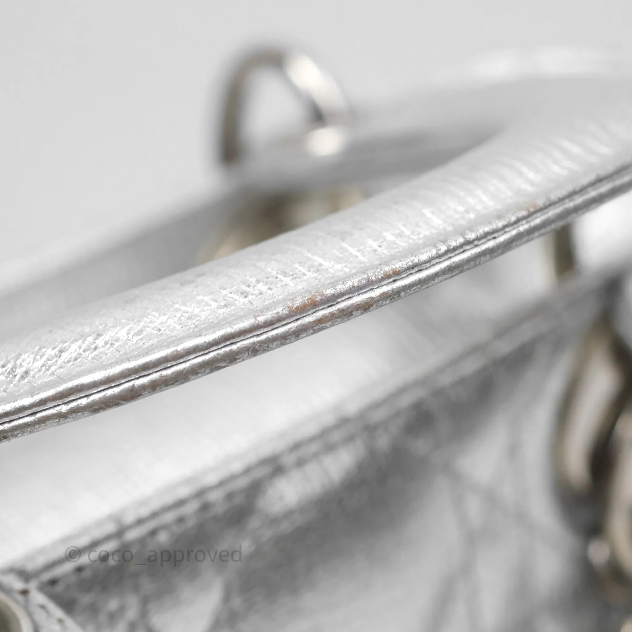 Christian Dior Small Lady Dior My ABCDior Silver Metallic Grained Calfskin Cannage