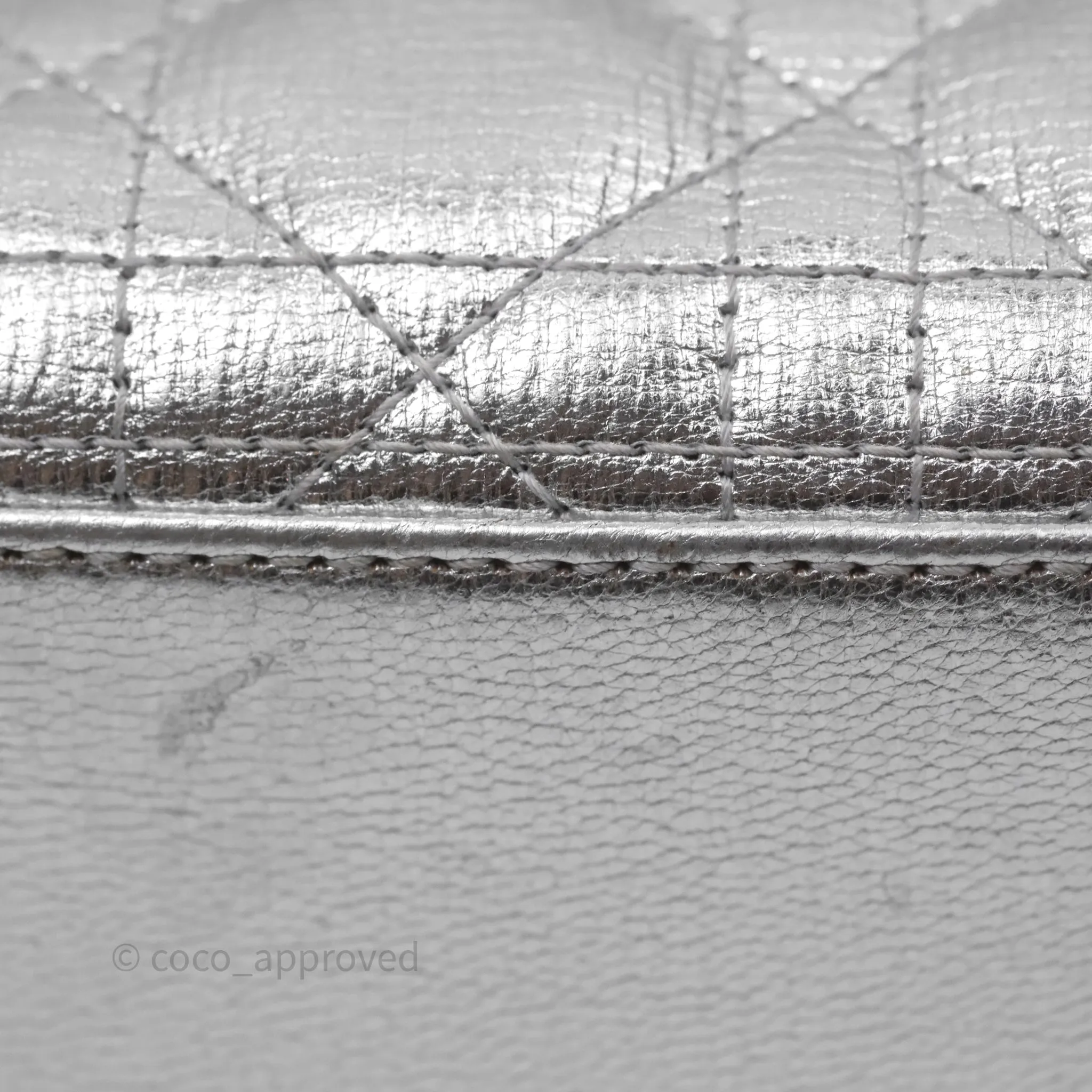 Christian Dior Small Lady Dior My ABCDior Silver Metallic Grained Calfskin Cannage