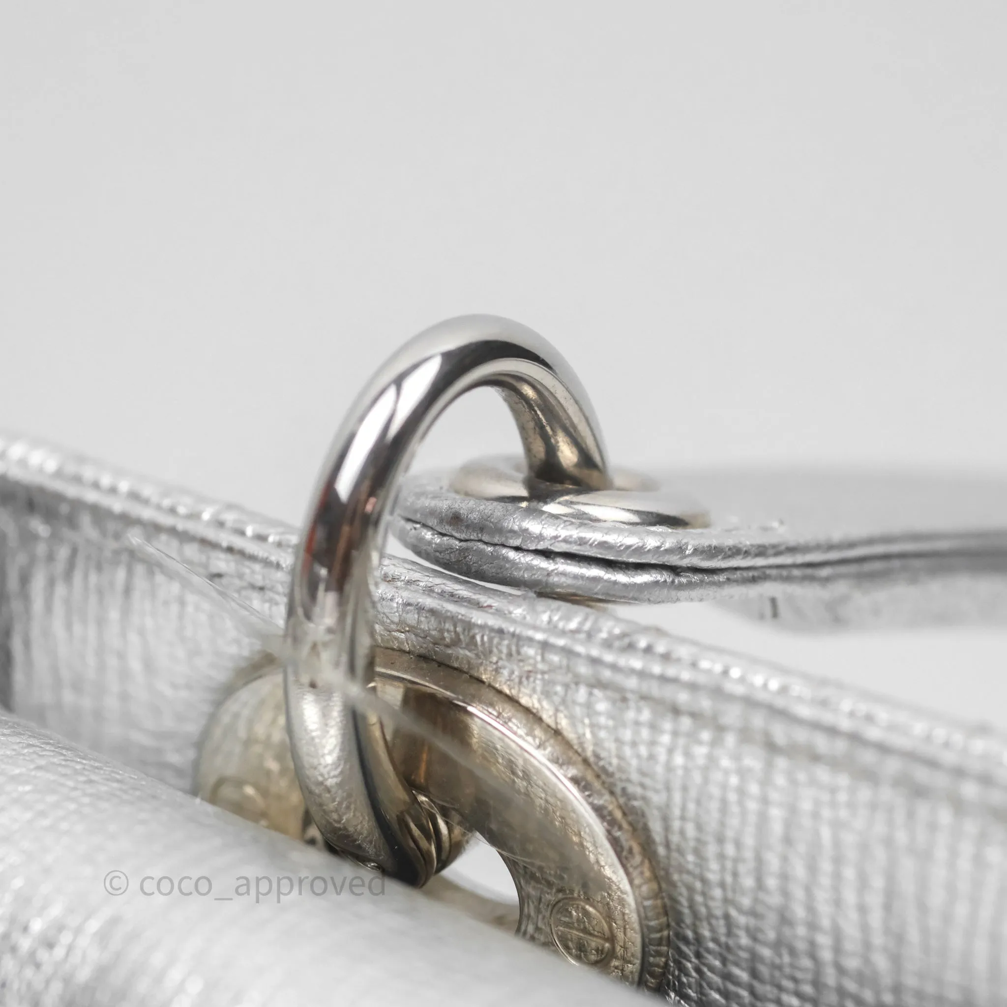 Christian Dior Small Lady Dior My ABCDior Silver Metallic Grained Calfskin Cannage
