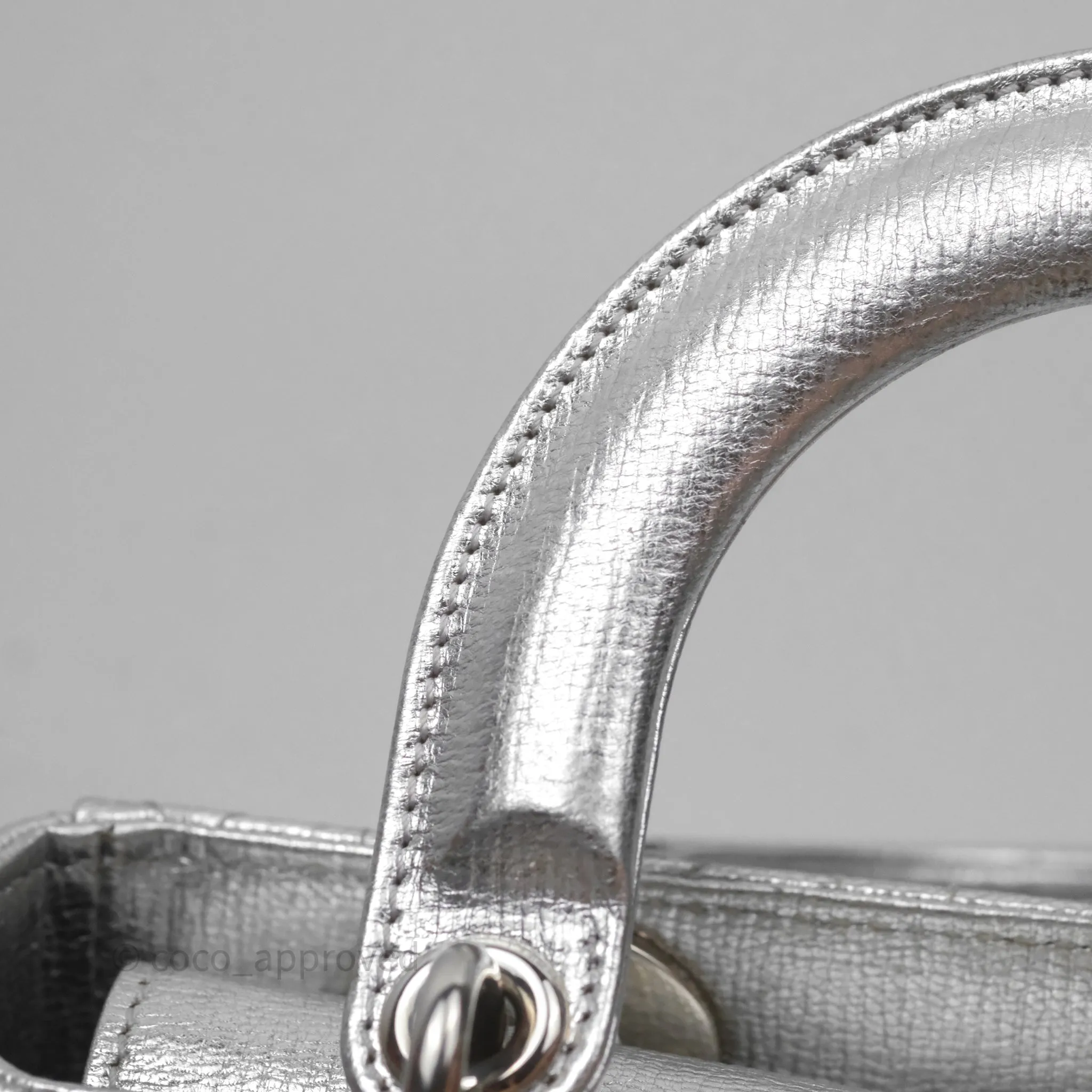 Christian Dior Small Lady Dior My ABCDior Silver Metallic Grained Calfskin Cannage