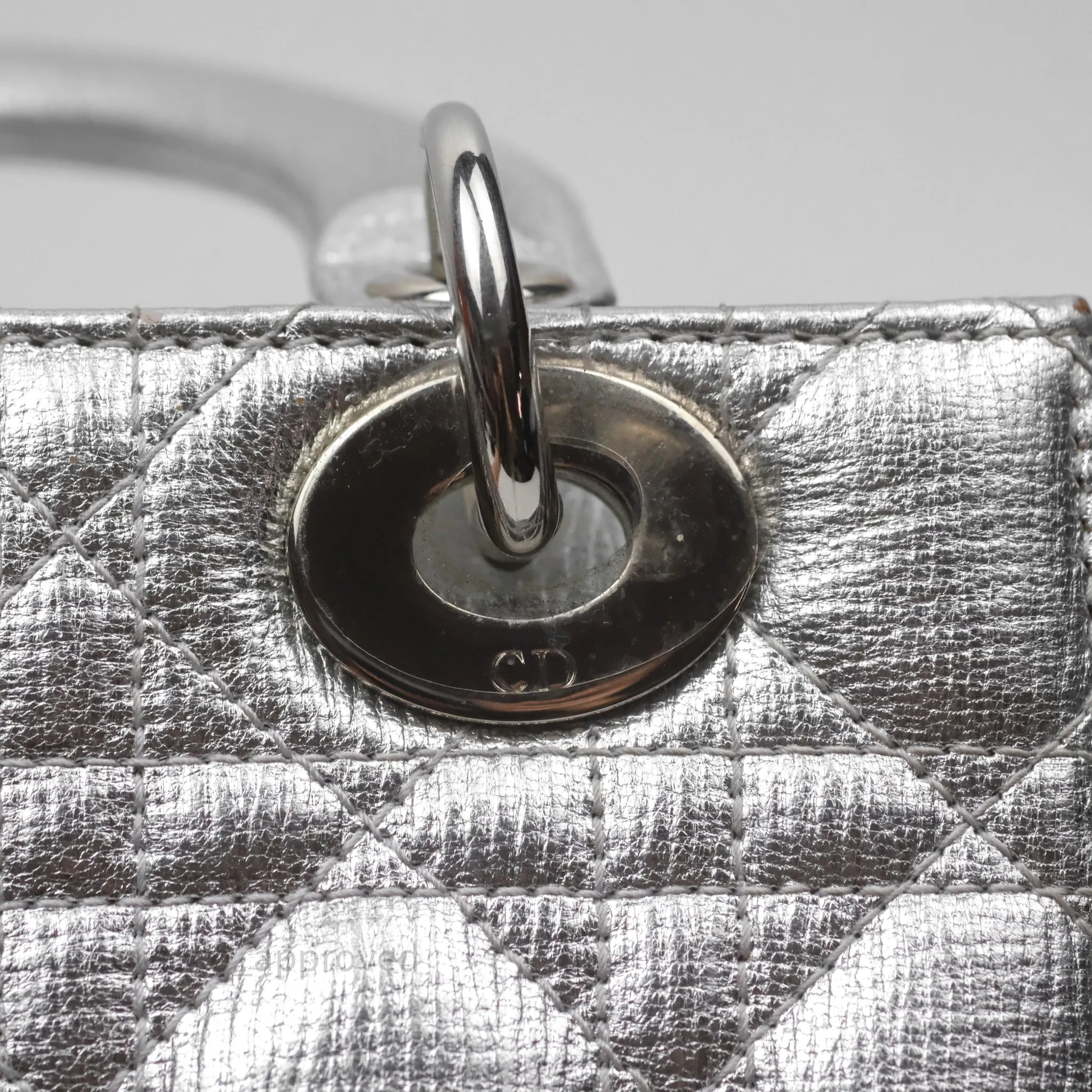 Christian Dior Small Lady Dior My ABCDior Silver Metallic Grained Calfskin Cannage