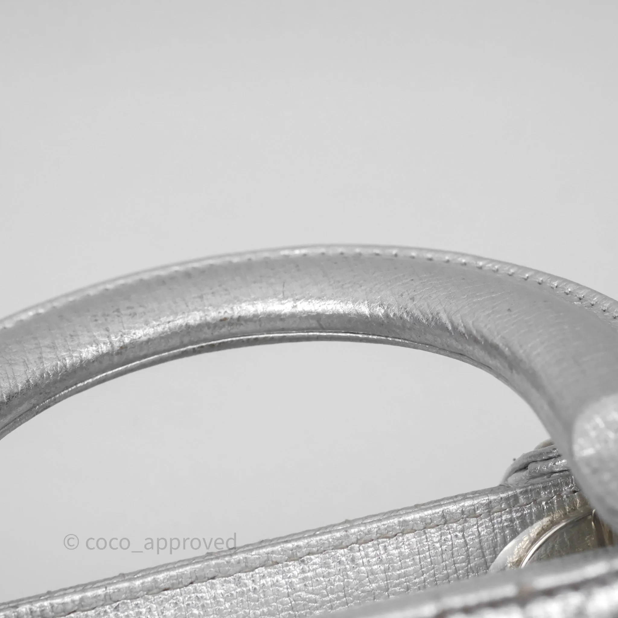 Christian Dior Small Lady Dior My ABCDior Silver Metallic Grained Calfskin Cannage