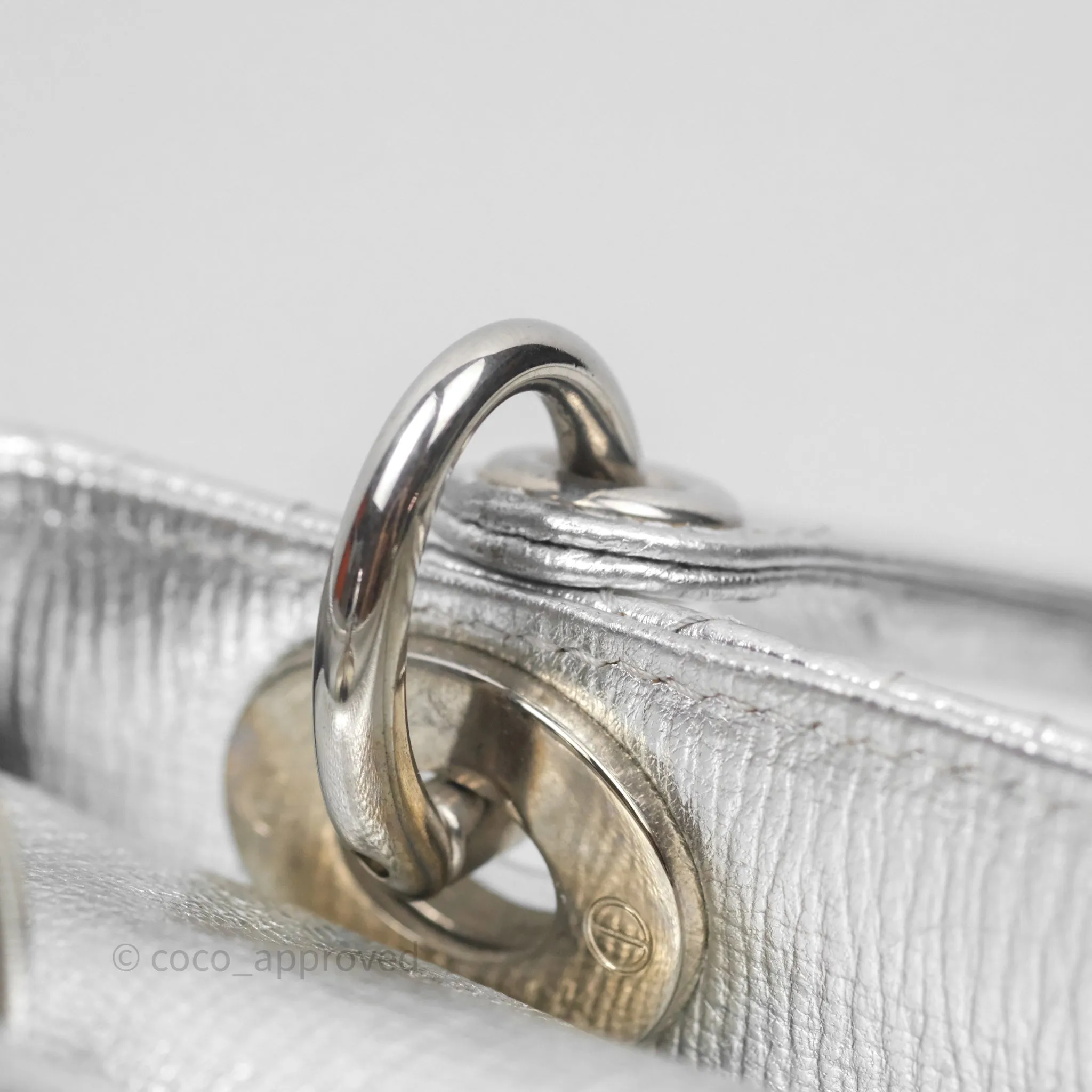 Christian Dior Small Lady Dior My ABCDior Silver Metallic Grained Calfskin Cannage