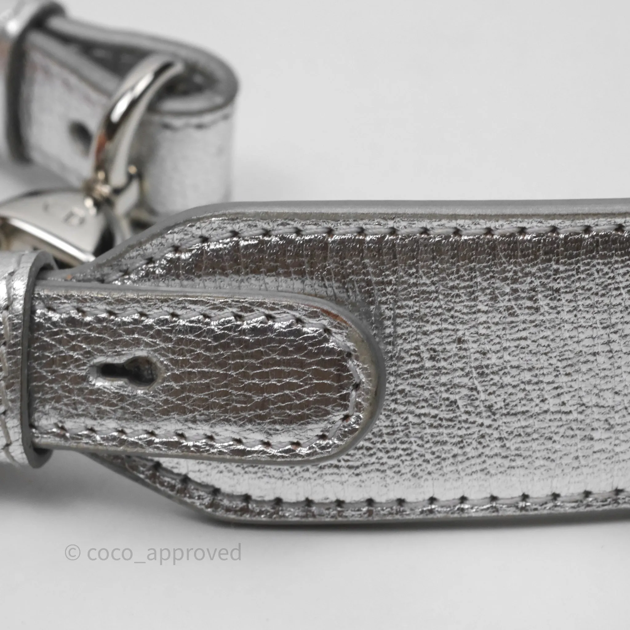 Christian Dior Small Lady Dior My ABCDior Silver Metallic Grained Calfskin Cannage