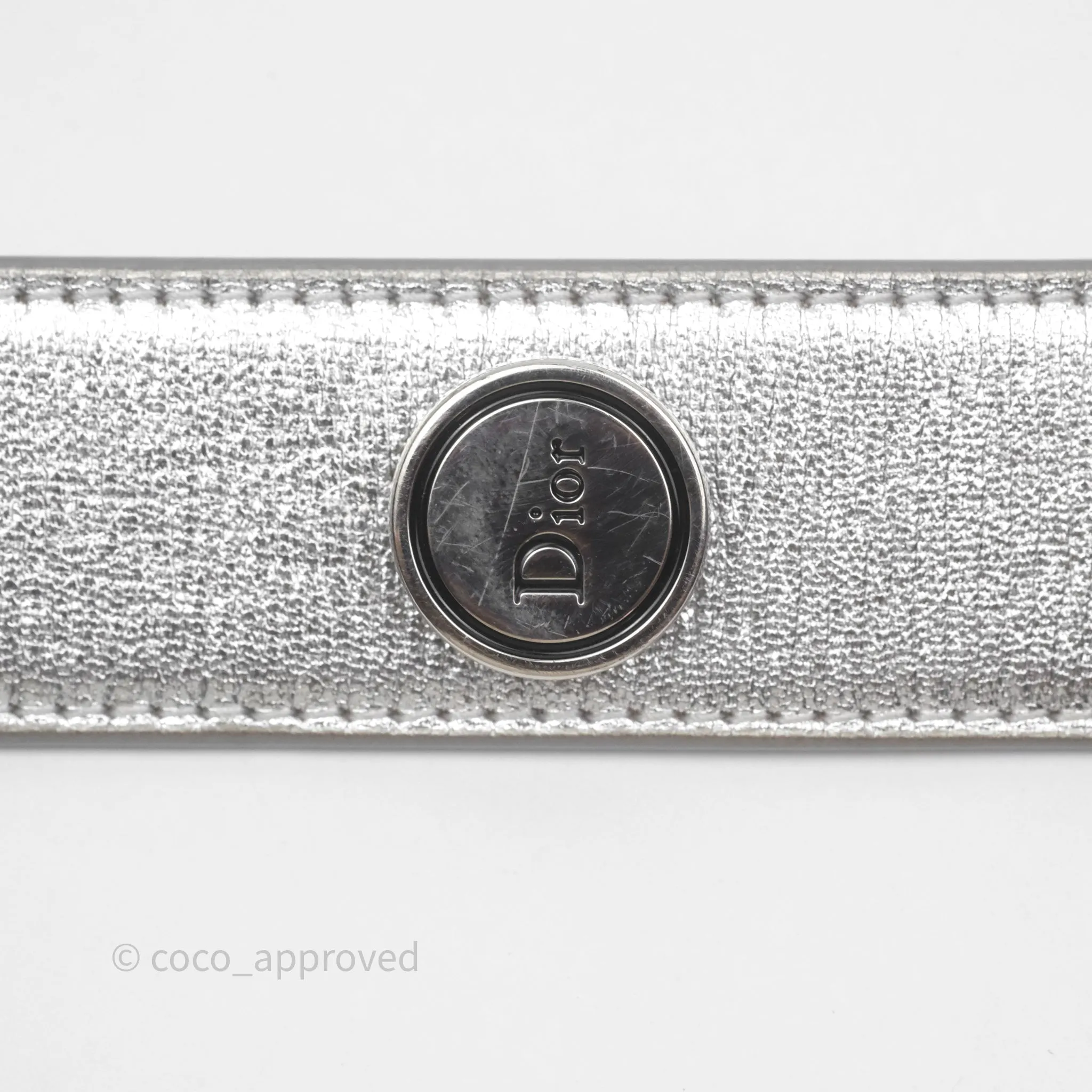 Christian Dior Small Lady Dior My ABCDior Silver Metallic Grained Calfskin Cannage