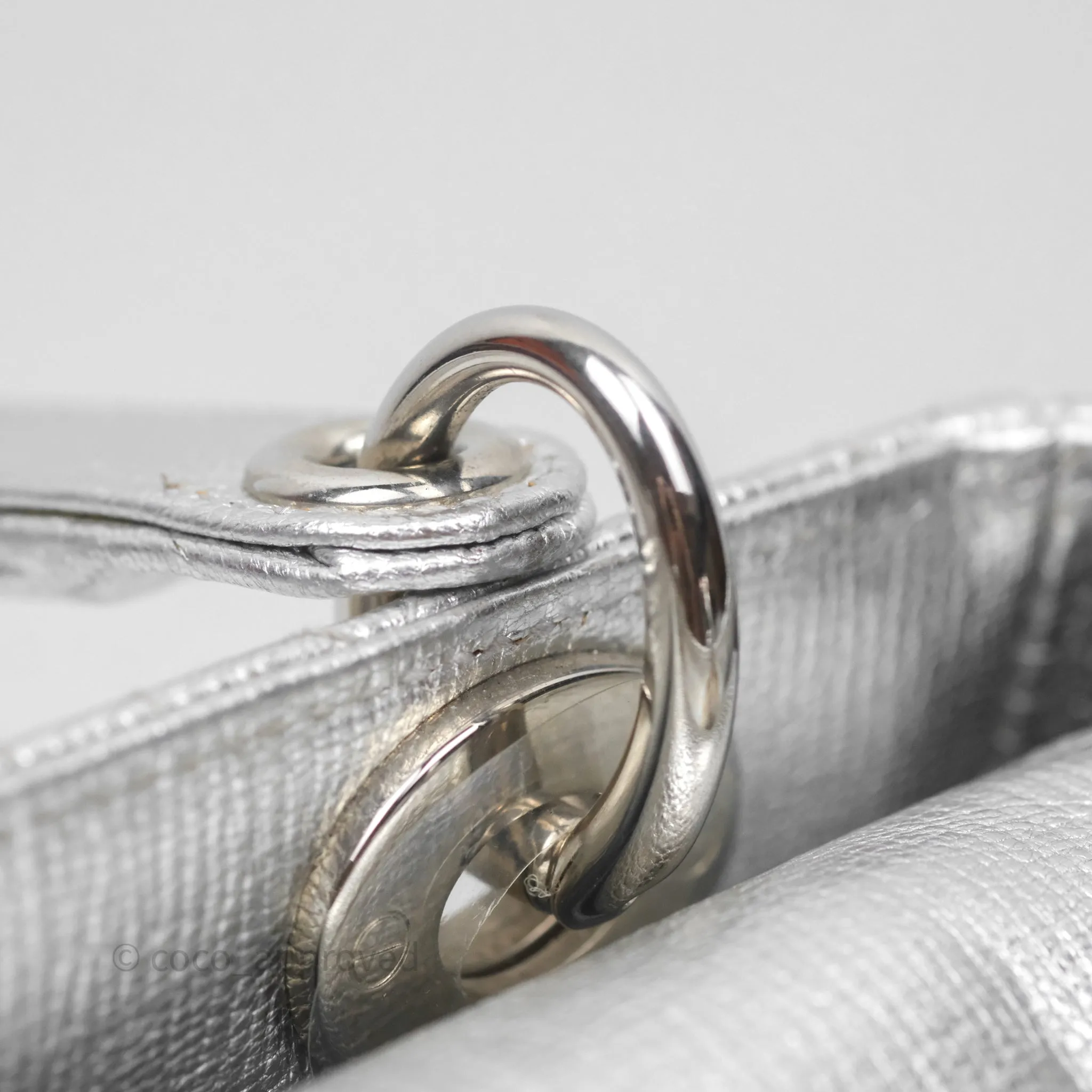 Christian Dior Small Lady Dior My ABCDior Silver Metallic Grained Calfskin Cannage