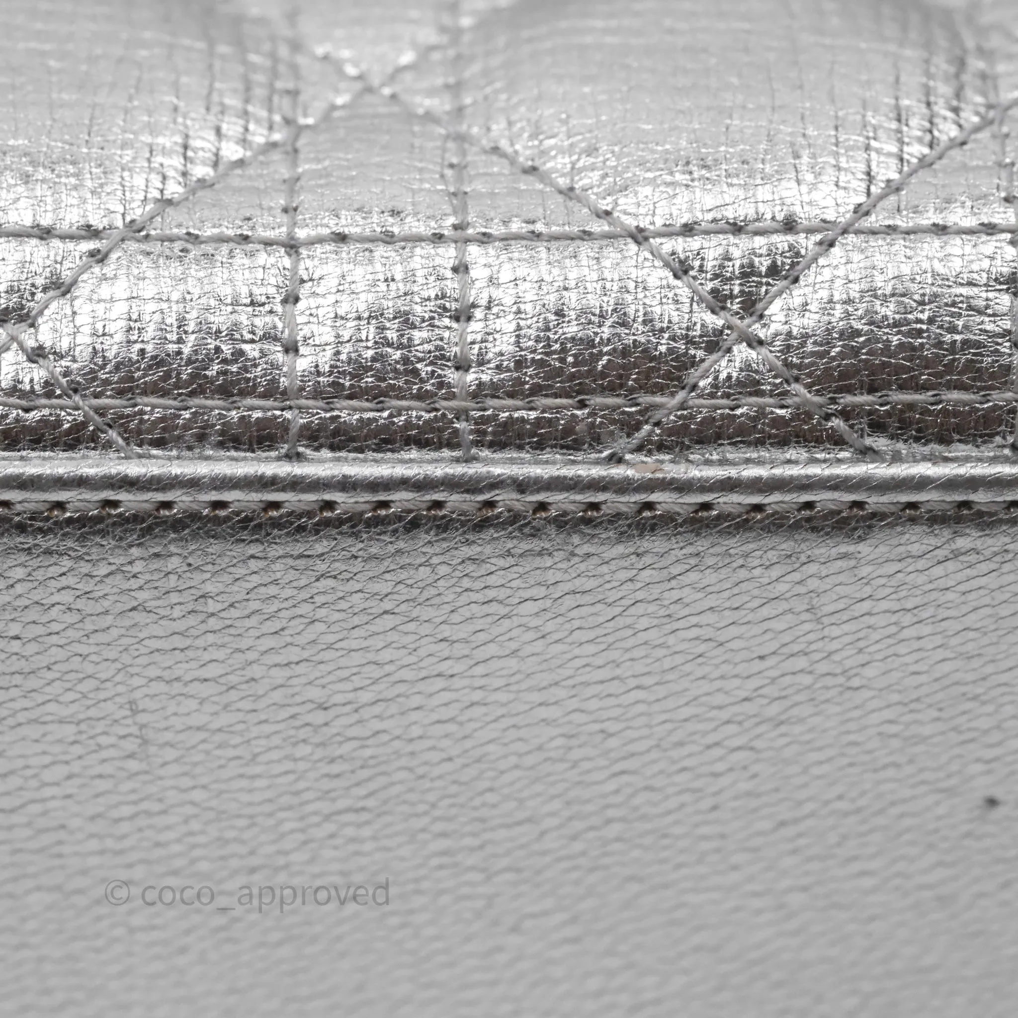 Christian Dior Small Lady Dior My ABCDior Silver Metallic Grained Calfskin Cannage