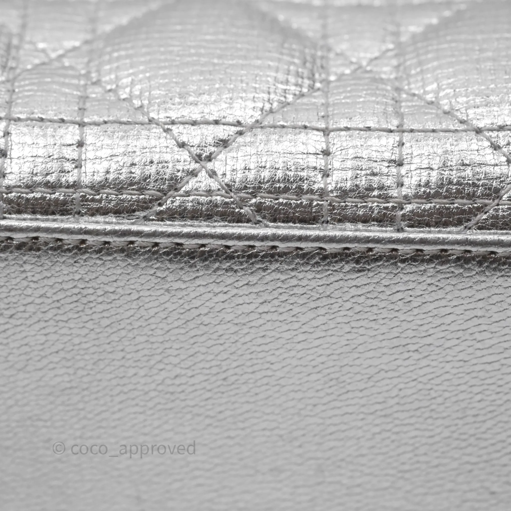 Christian Dior Small Lady Dior My ABCDior Silver Metallic Grained Calfskin Cannage