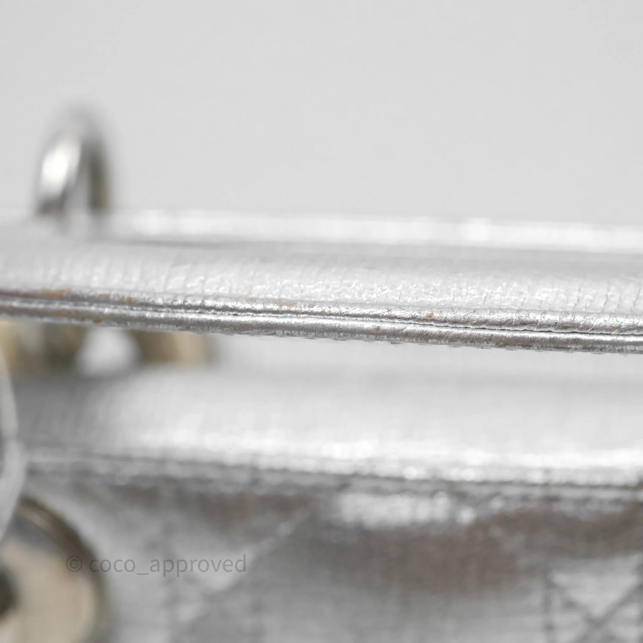 Christian Dior Small Lady Dior My ABCDior Silver Metallic Grained Calfskin Cannage