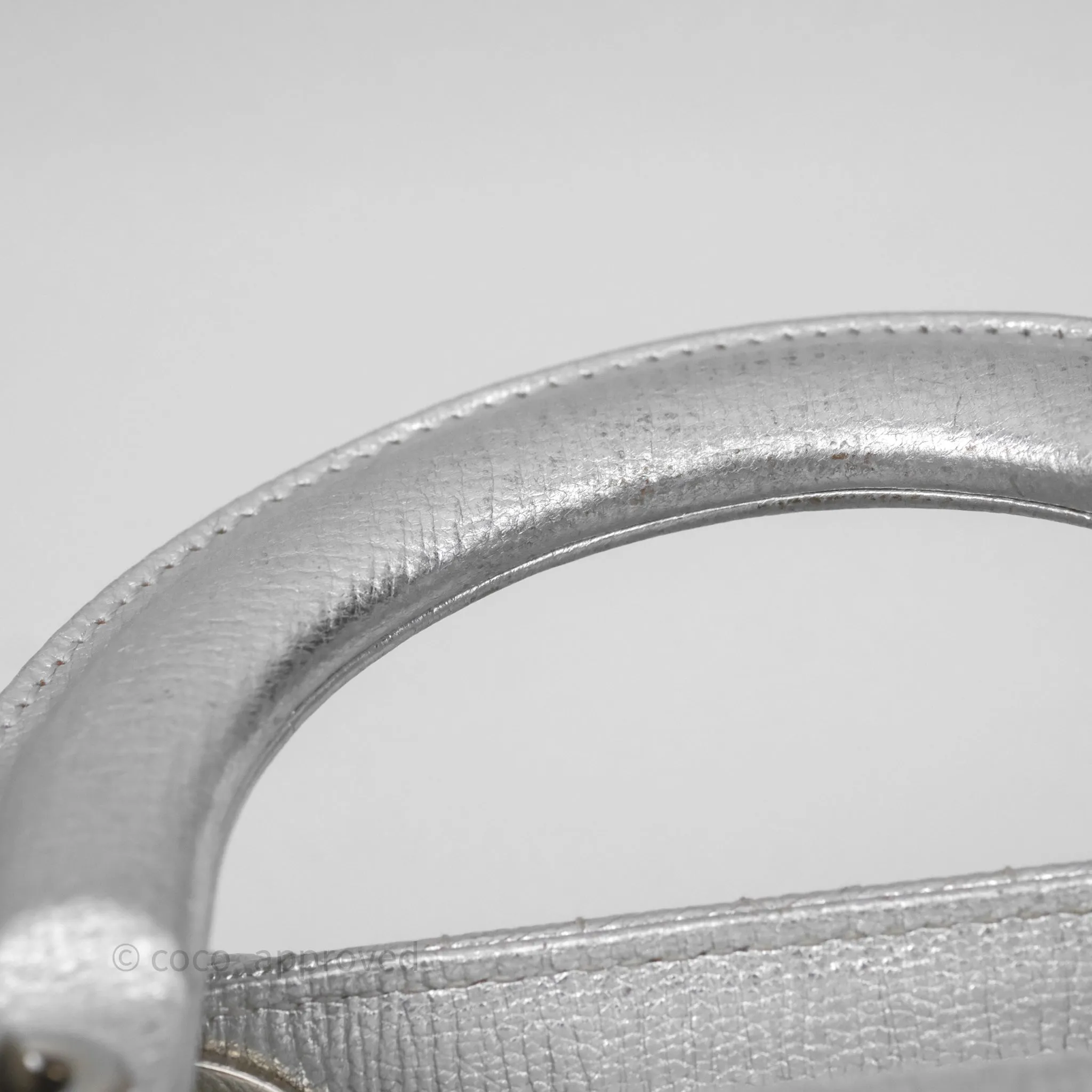 Christian Dior Small Lady Dior My ABCDior Silver Metallic Grained Calfskin Cannage