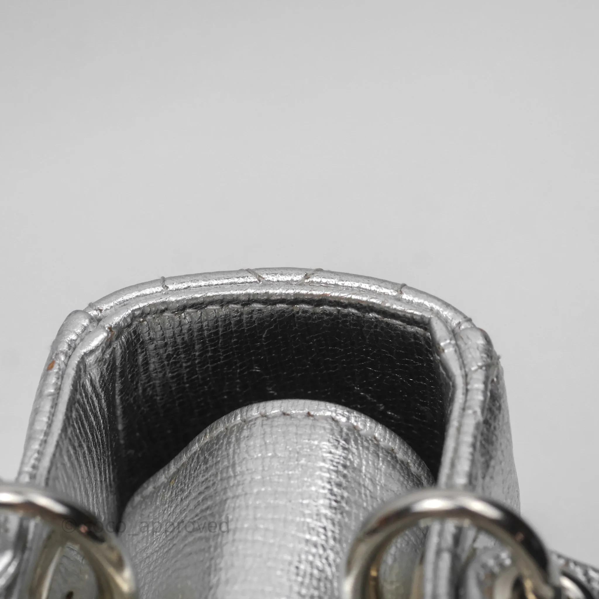Christian Dior Small Lady Dior My ABCDior Silver Metallic Grained Calfskin Cannage
