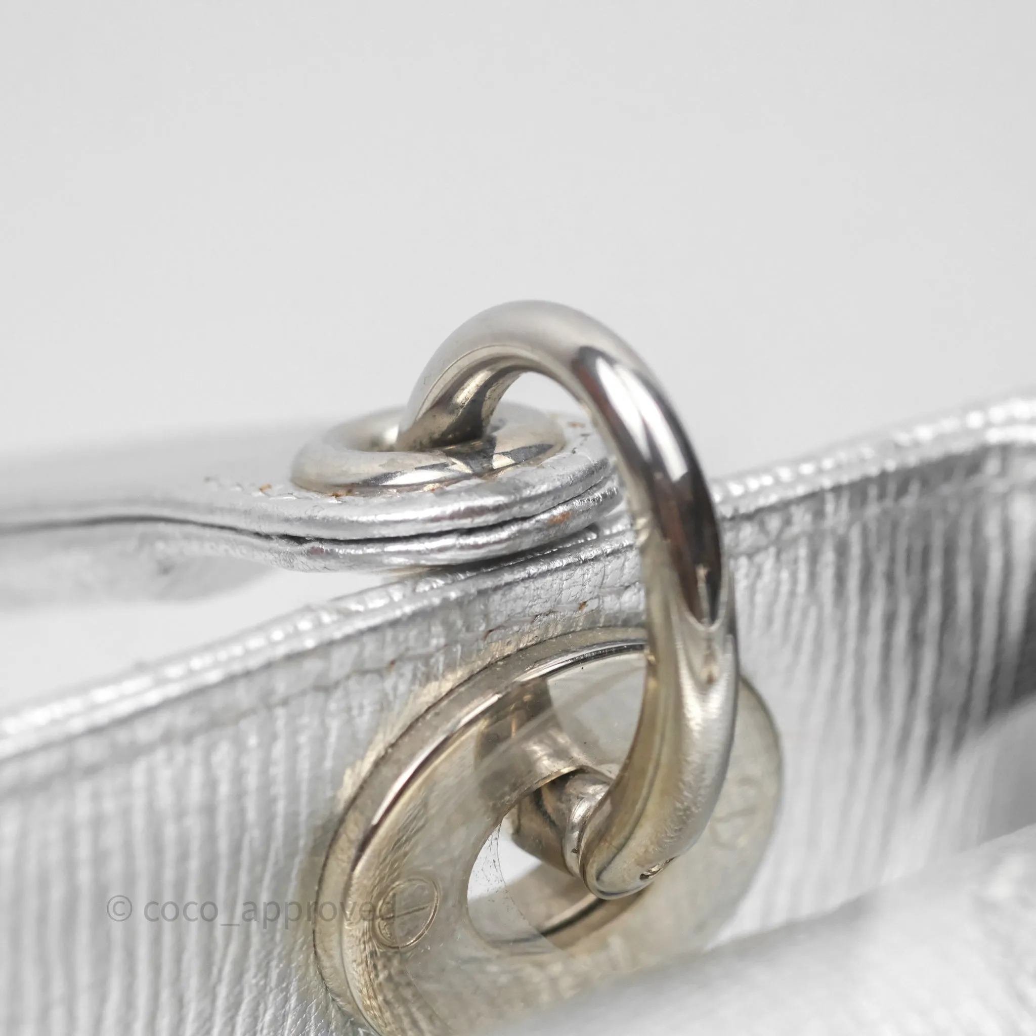Christian Dior Small Lady Dior My ABCDior Silver Metallic Grained Calfskin Cannage