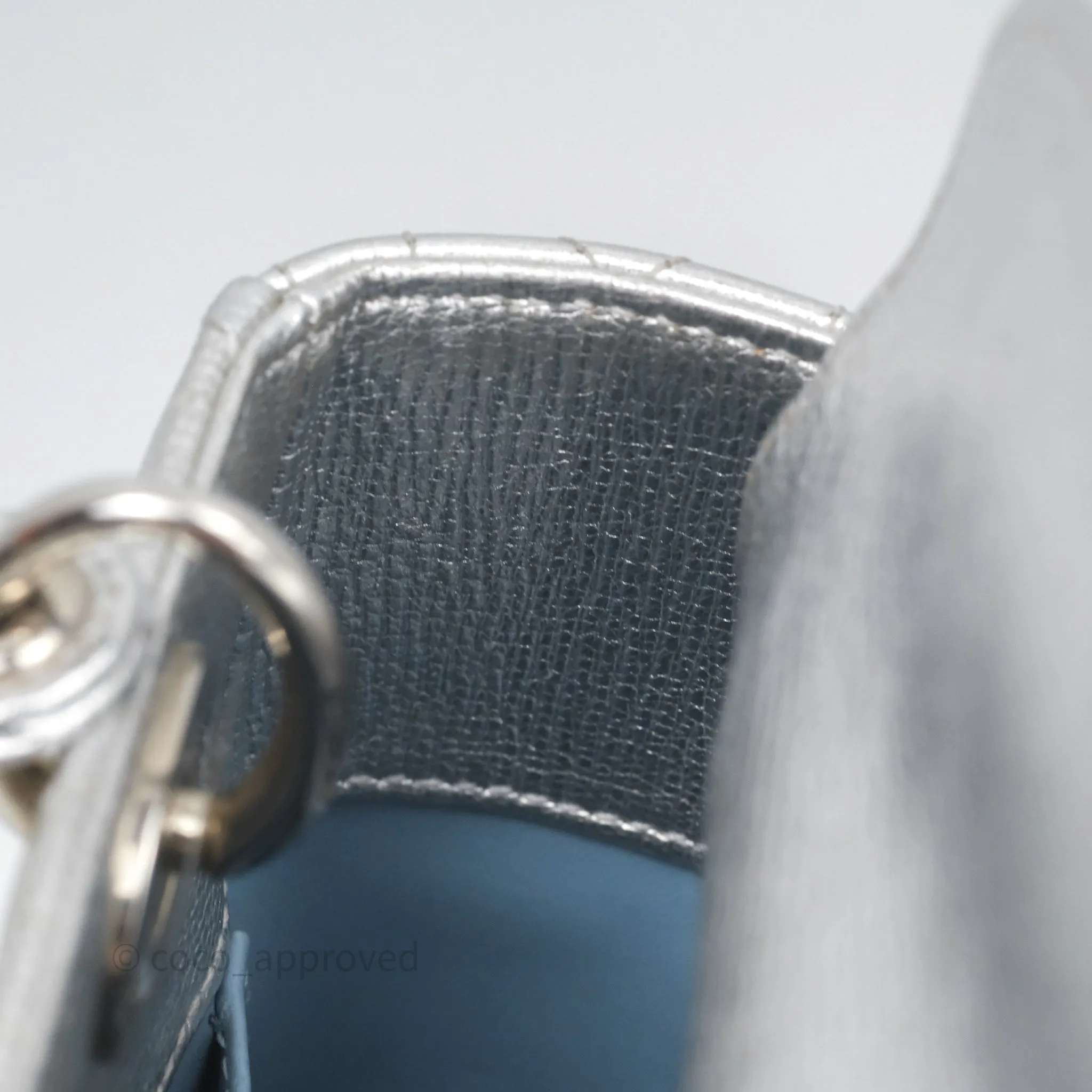 Christian Dior Small Lady Dior My ABCDior Silver Metallic Grained Calfskin Cannage