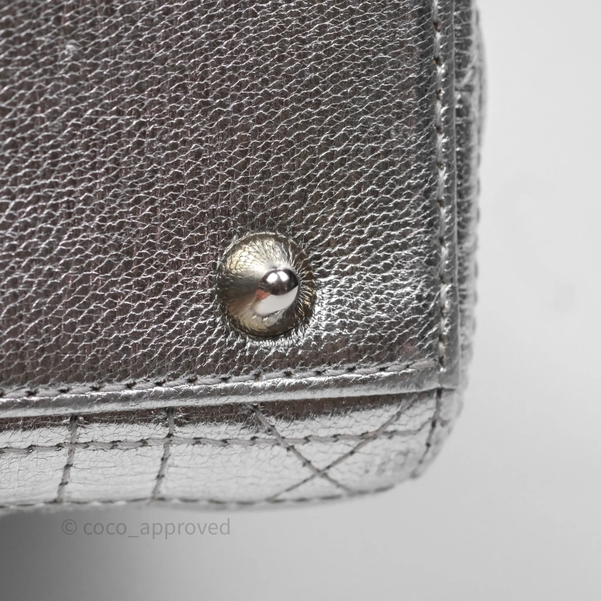 Christian Dior Small Lady Dior My ABCDior Silver Metallic Grained Calfskin Cannage
