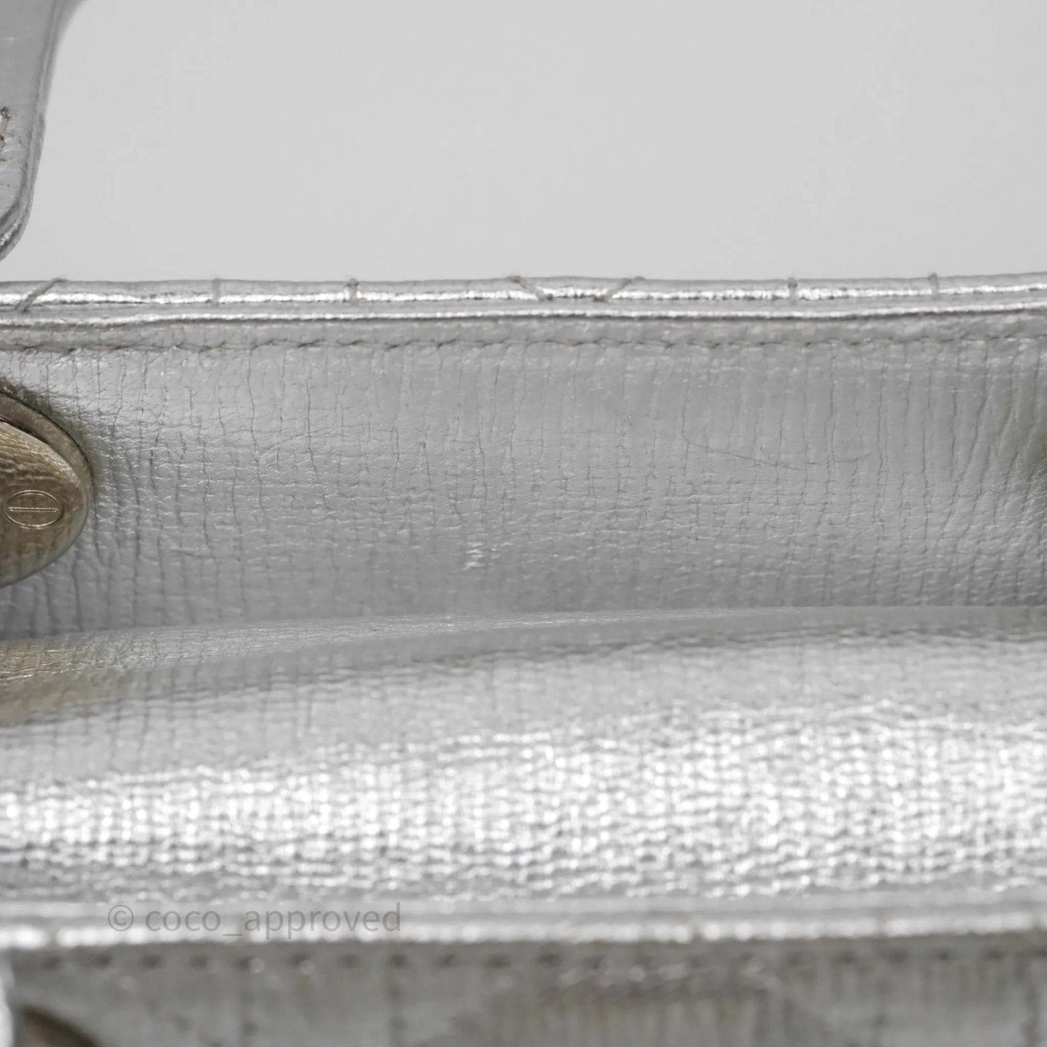 Christian Dior Small Lady Dior My ABCDior Silver Metallic Grained Calfskin Cannage