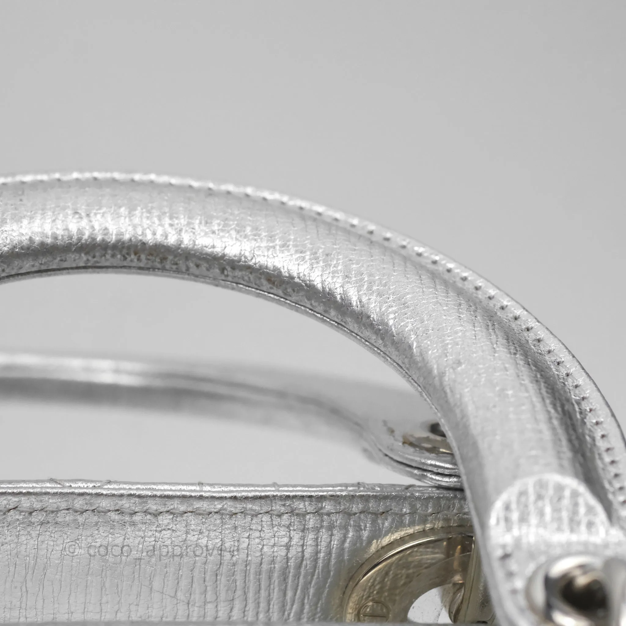Christian Dior Small Lady Dior My ABCDior Silver Metallic Grained Calfskin Cannage