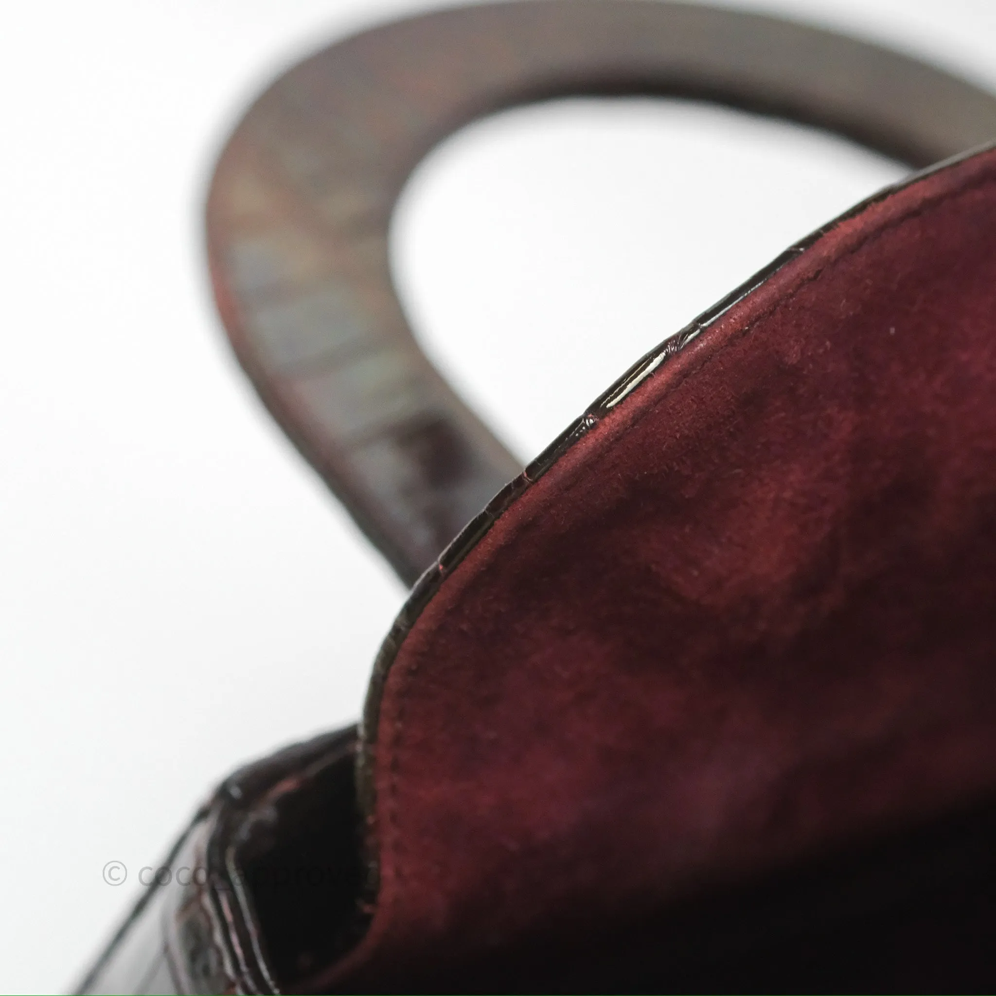 Christian Dior Small Lady Dior Shiny Crocodile Burgundy Diamond Hardware