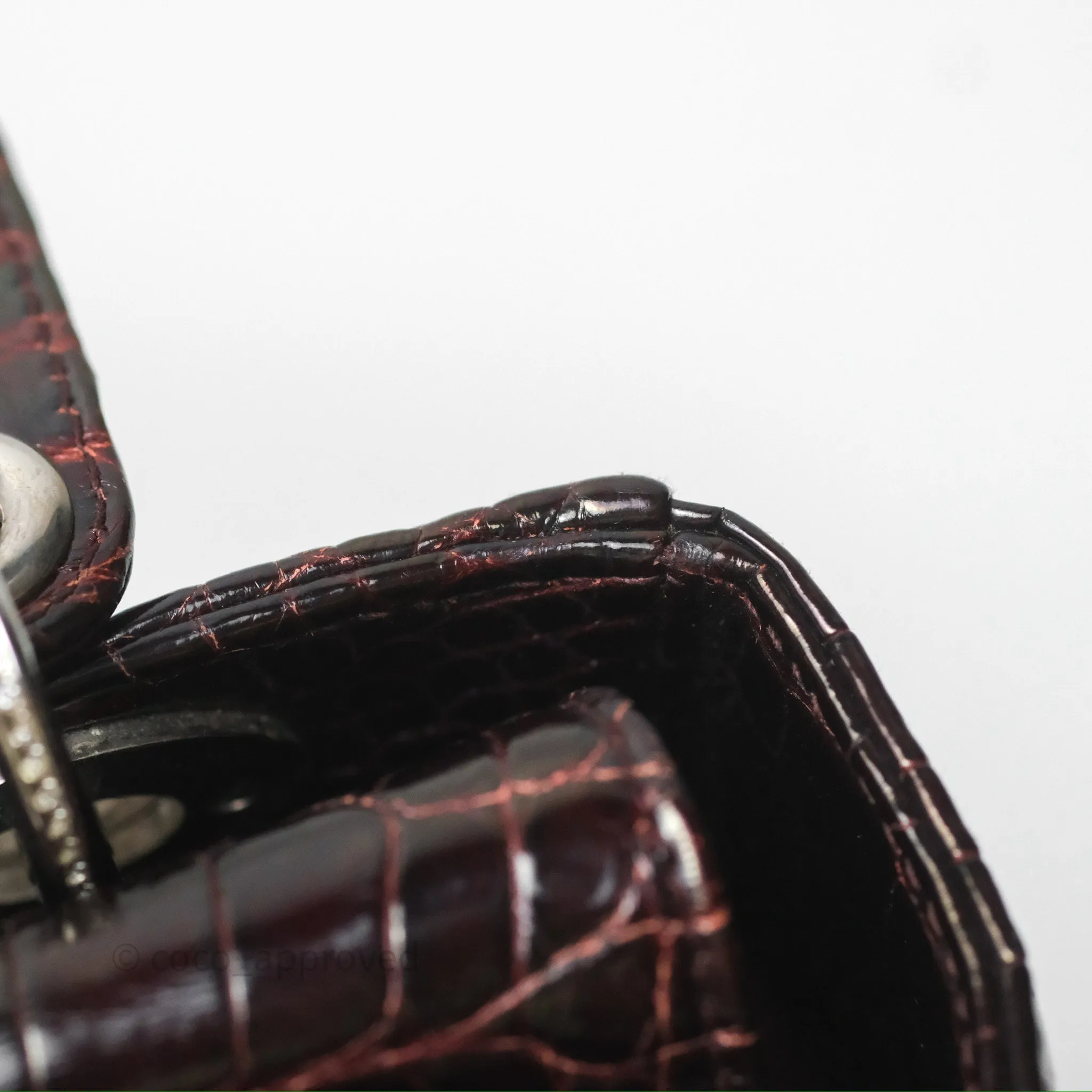 Christian Dior Small Lady Dior Shiny Crocodile Burgundy Diamond Hardware