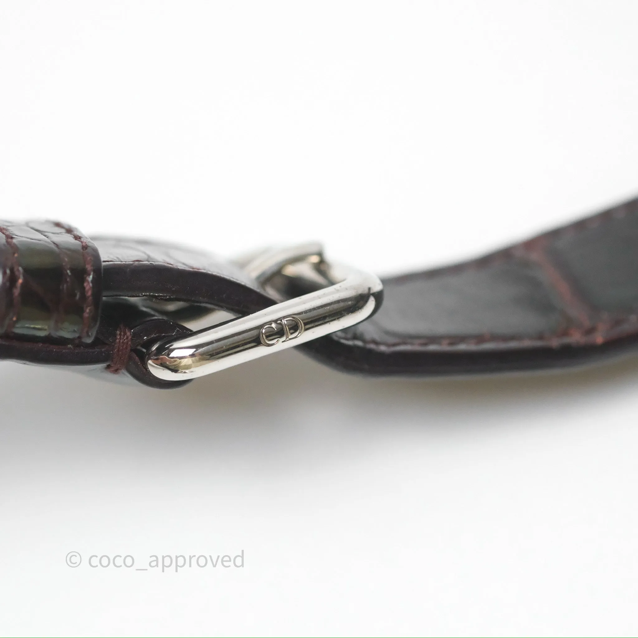 Christian Dior Small Lady Dior Shiny Crocodile Burgundy Diamond Hardware