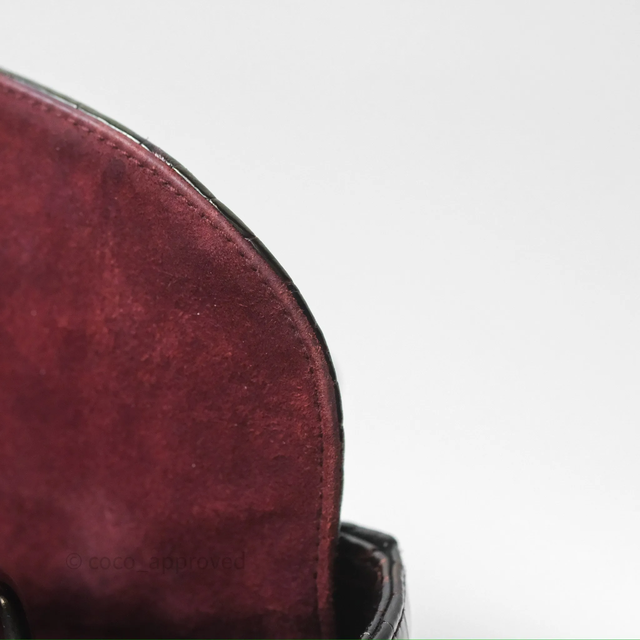 Christian Dior Small Lady Dior Shiny Crocodile Burgundy Diamond Hardware