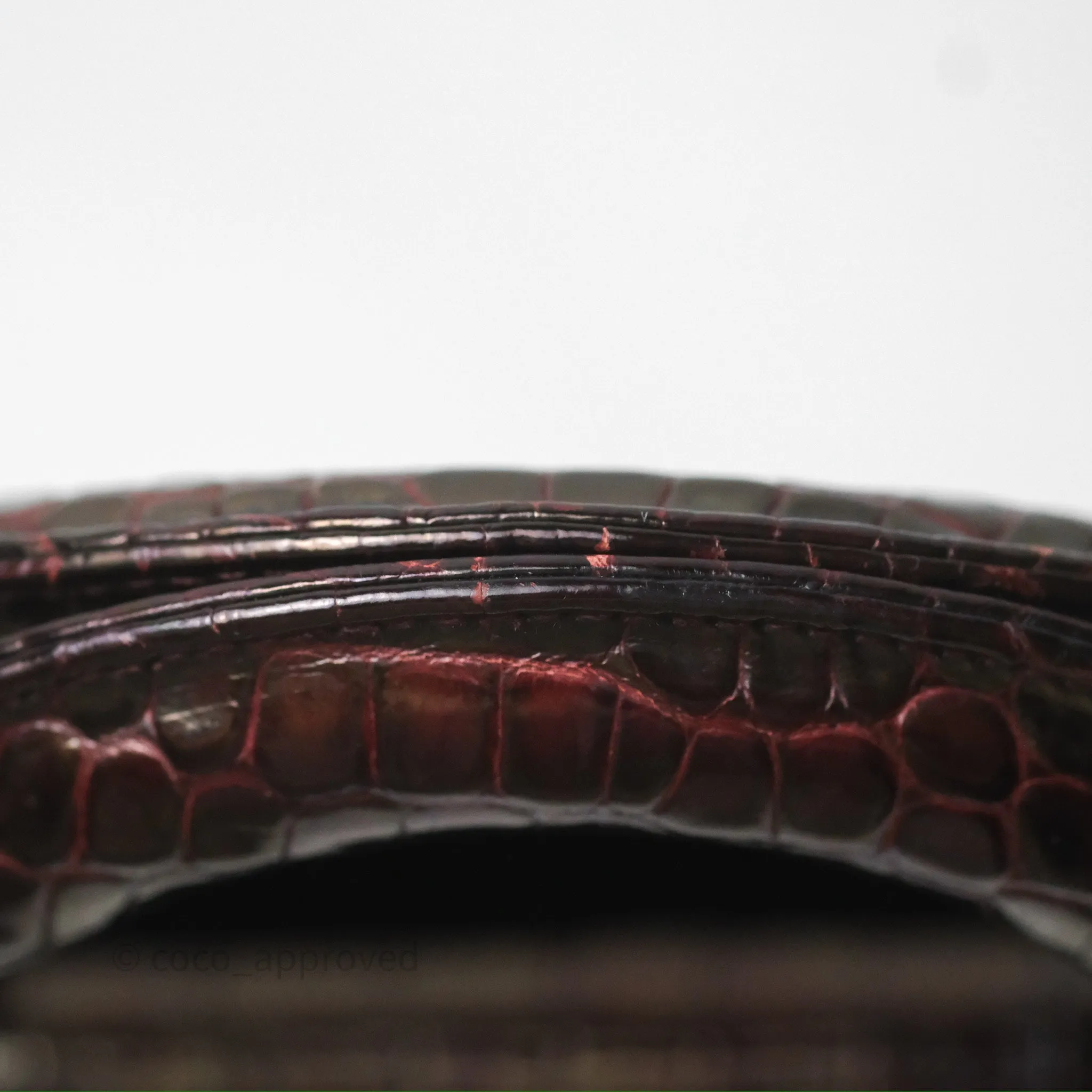 Christian Dior Small Lady Dior Shiny Crocodile Burgundy Diamond Hardware