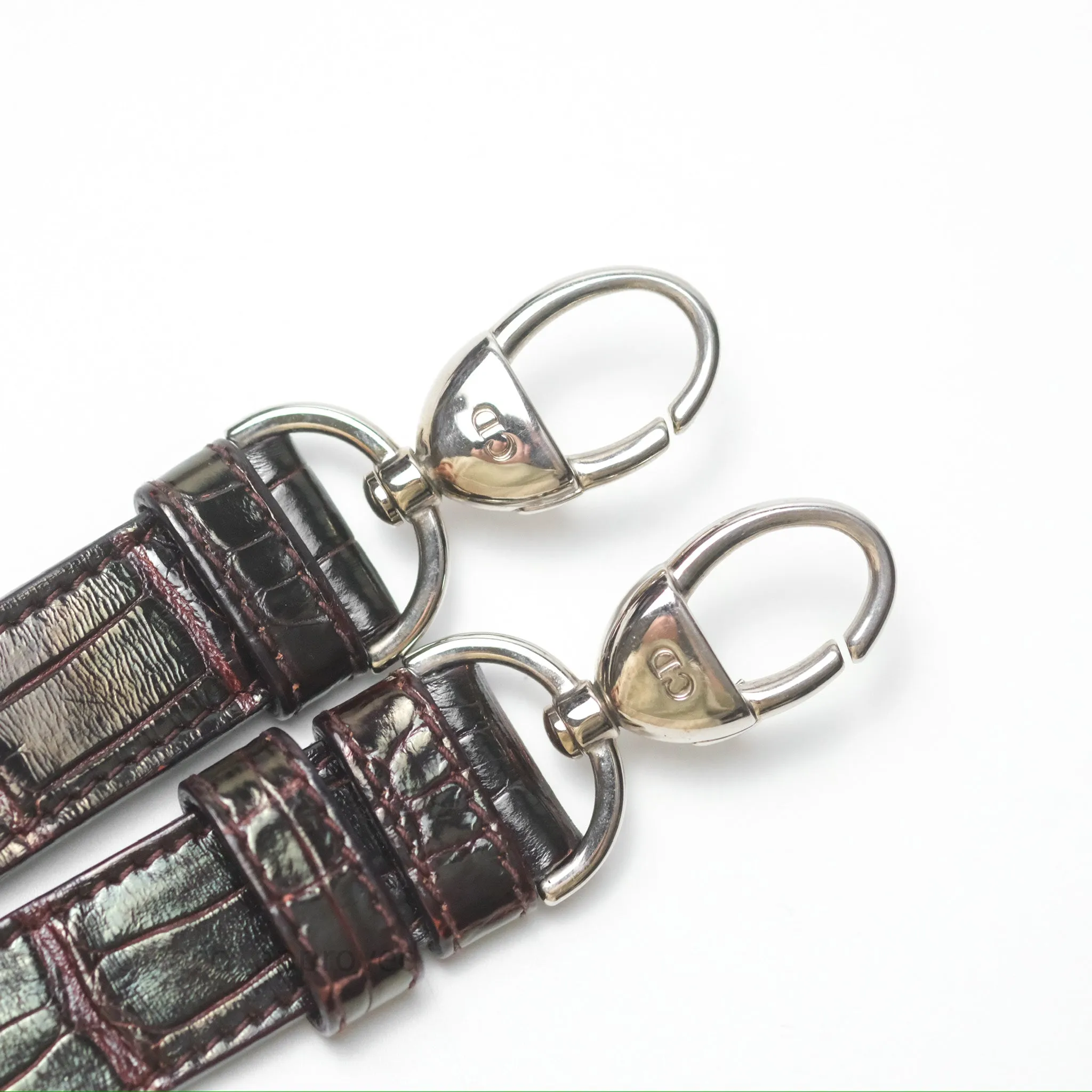 Christian Dior Small Lady Dior Shiny Crocodile Burgundy Diamond Hardware
