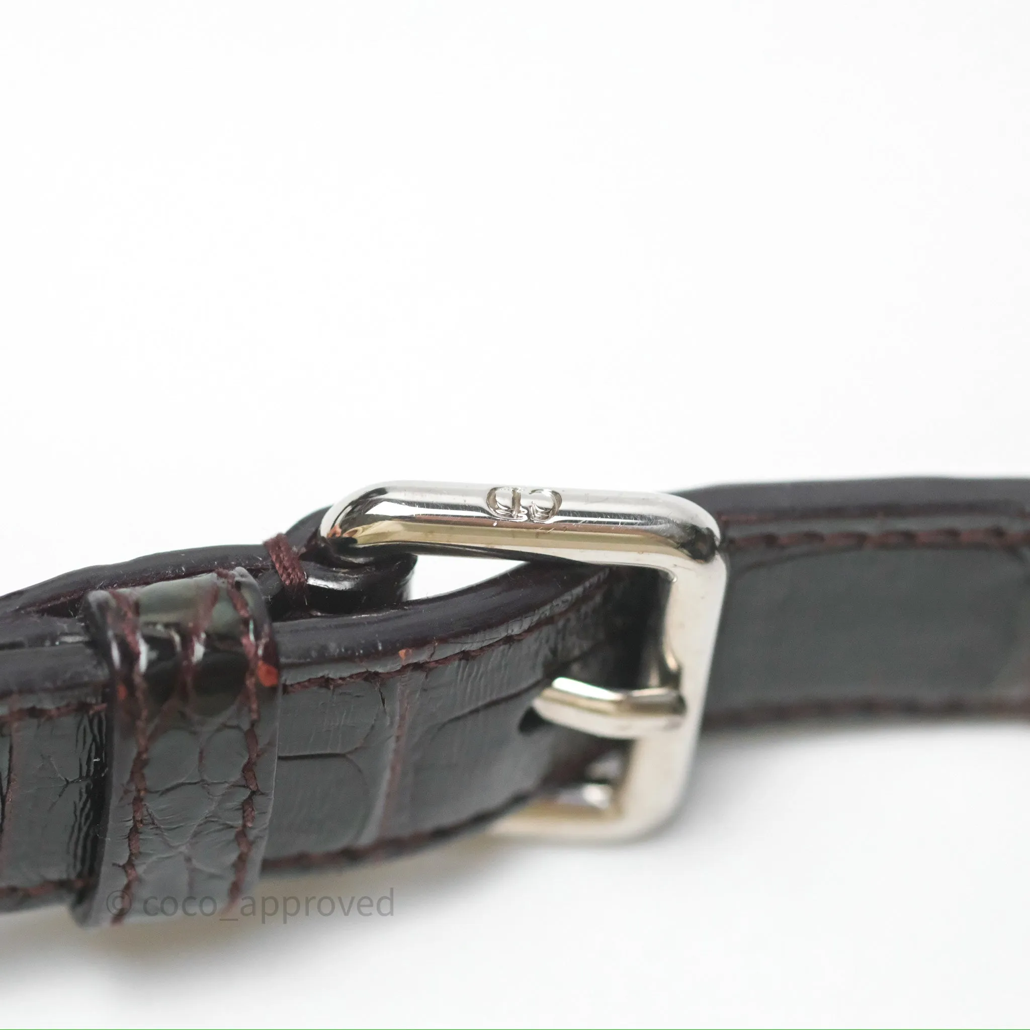 Christian Dior Small Lady Dior Shiny Crocodile Burgundy Diamond Hardware