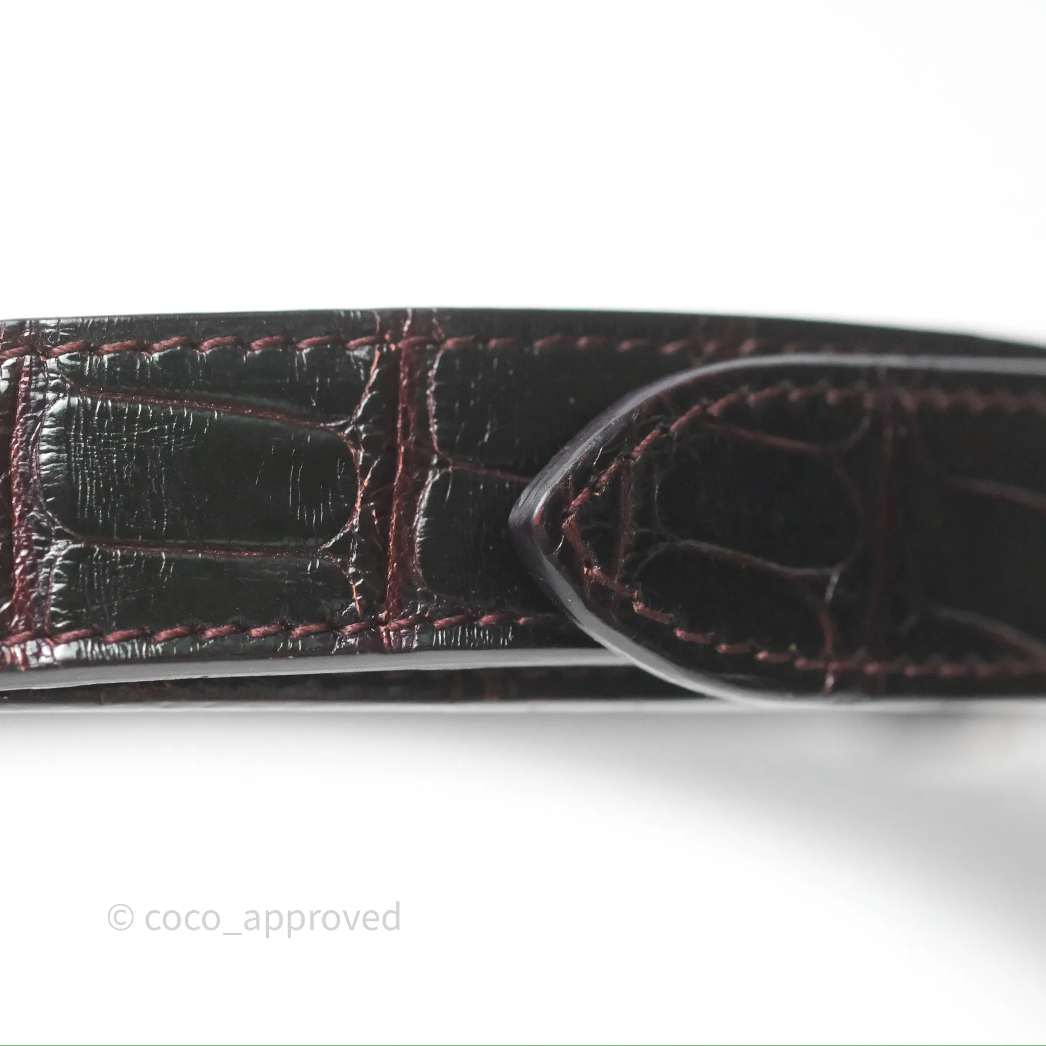 Christian Dior Small Lady Dior Shiny Crocodile Burgundy Diamond Hardware