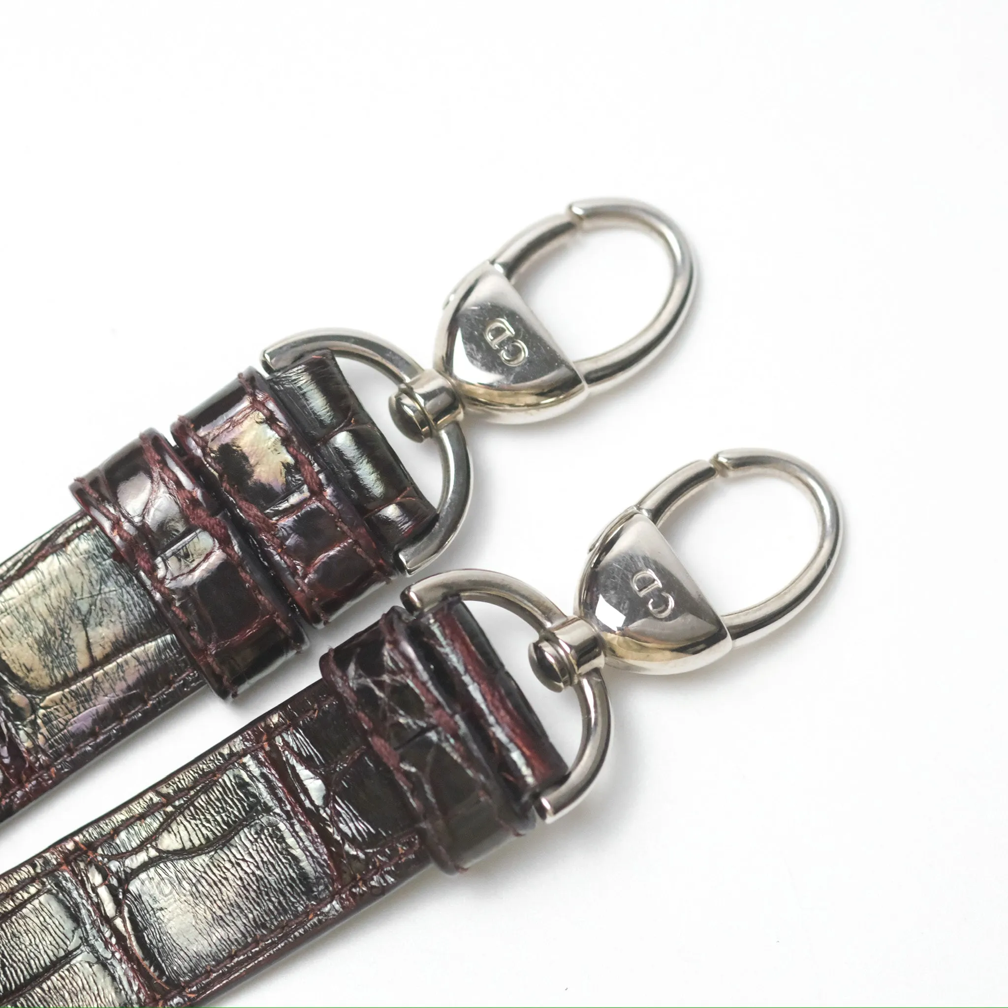 Christian Dior Small Lady Dior Shiny Crocodile Burgundy Diamond Hardware