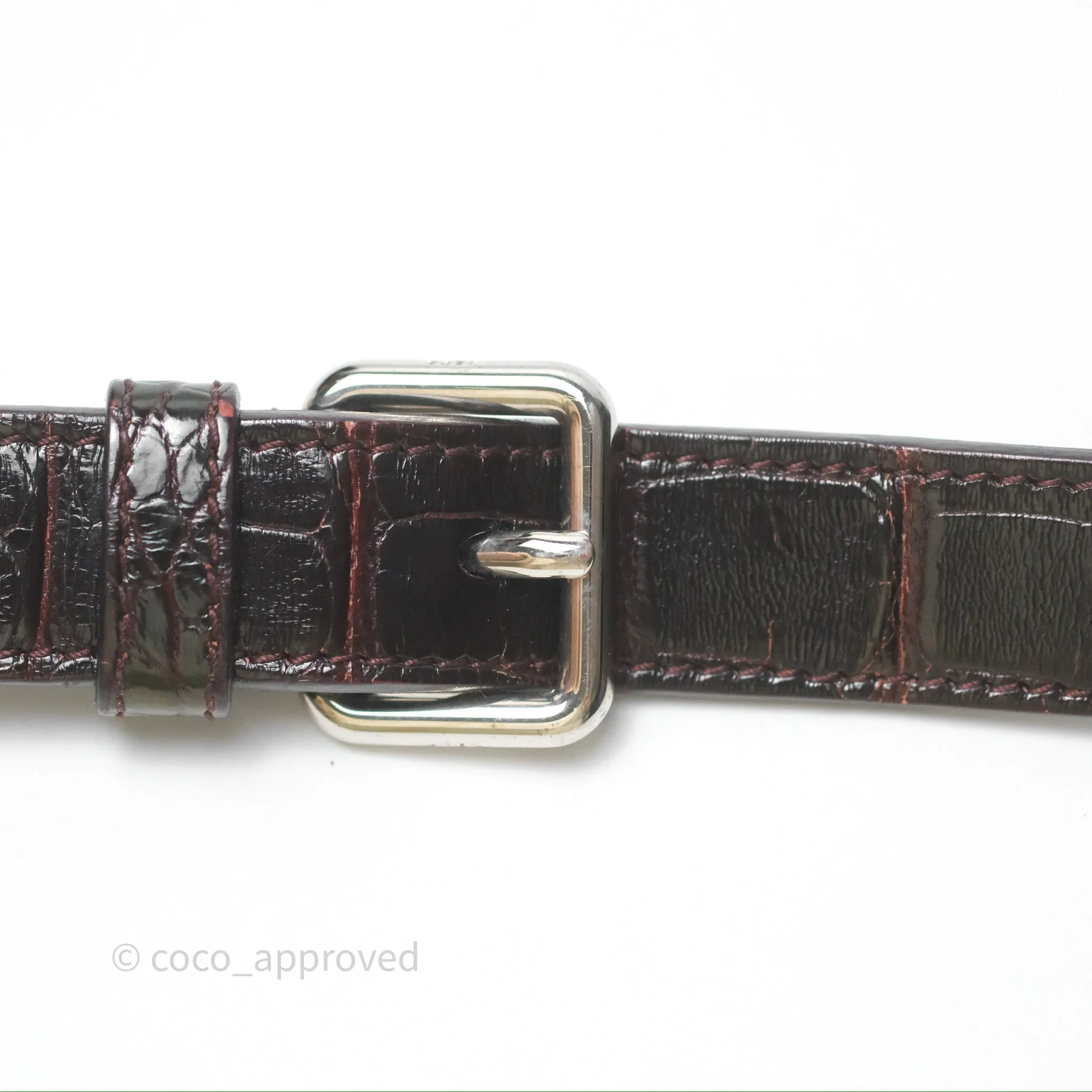 Christian Dior Small Lady Dior Shiny Crocodile Burgundy Diamond Hardware